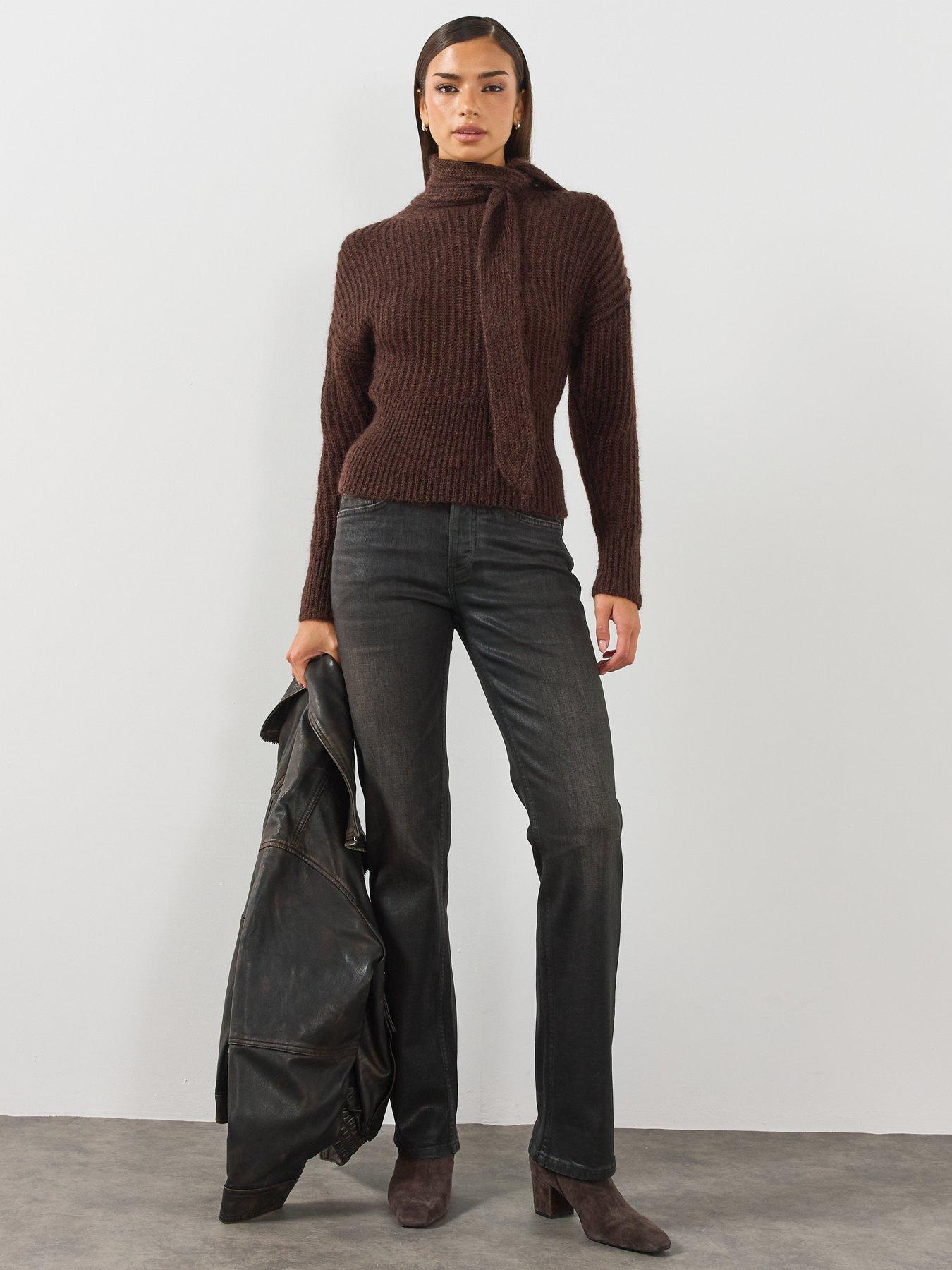 Image 5 of 6 of AllSaints Womens Nat Low Rise Slim Fit Jeans - Black
