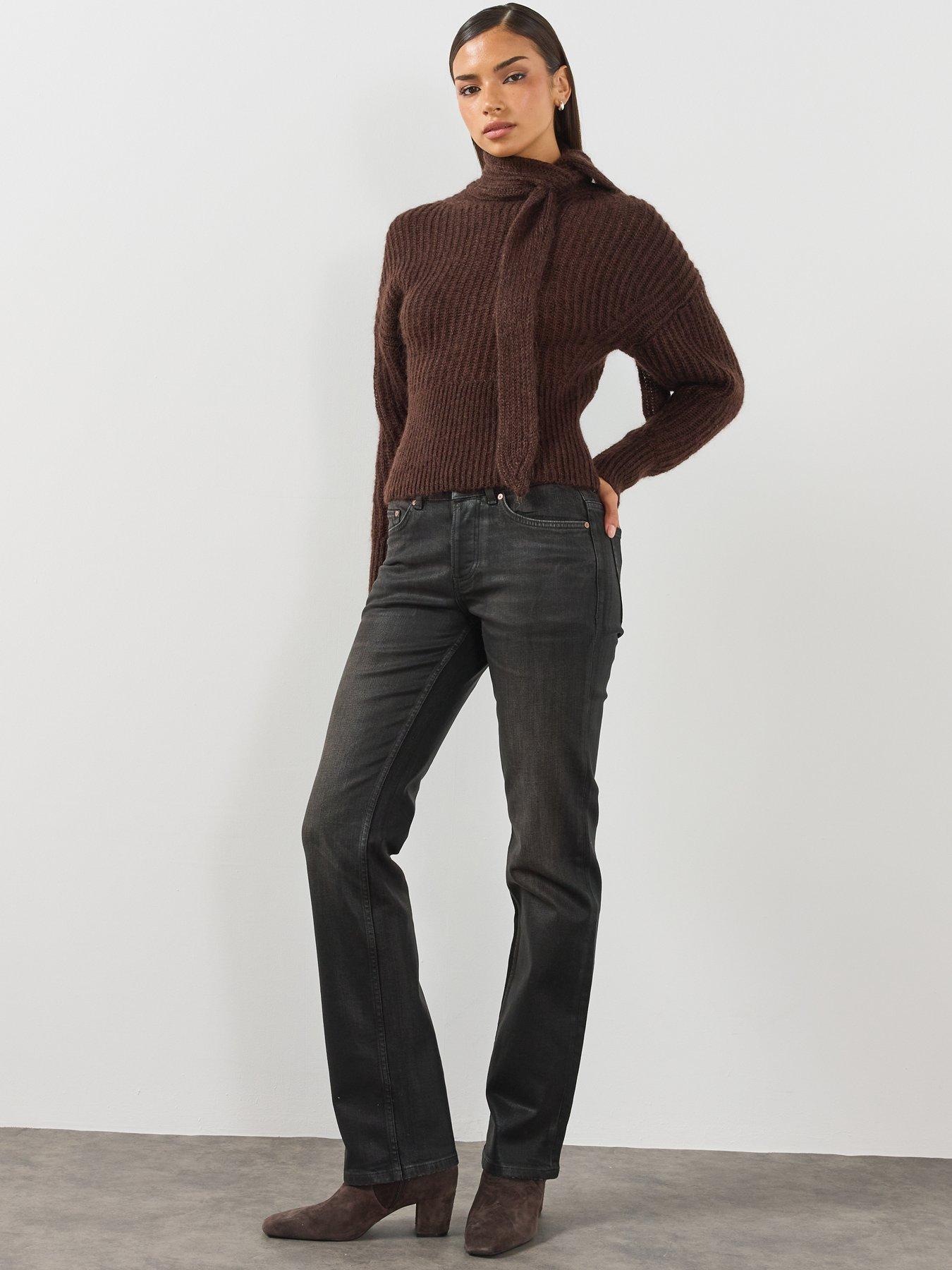 Image 6 of 6 of AllSaints Womens Nat Low Rise Slim Fit Jeans - Black