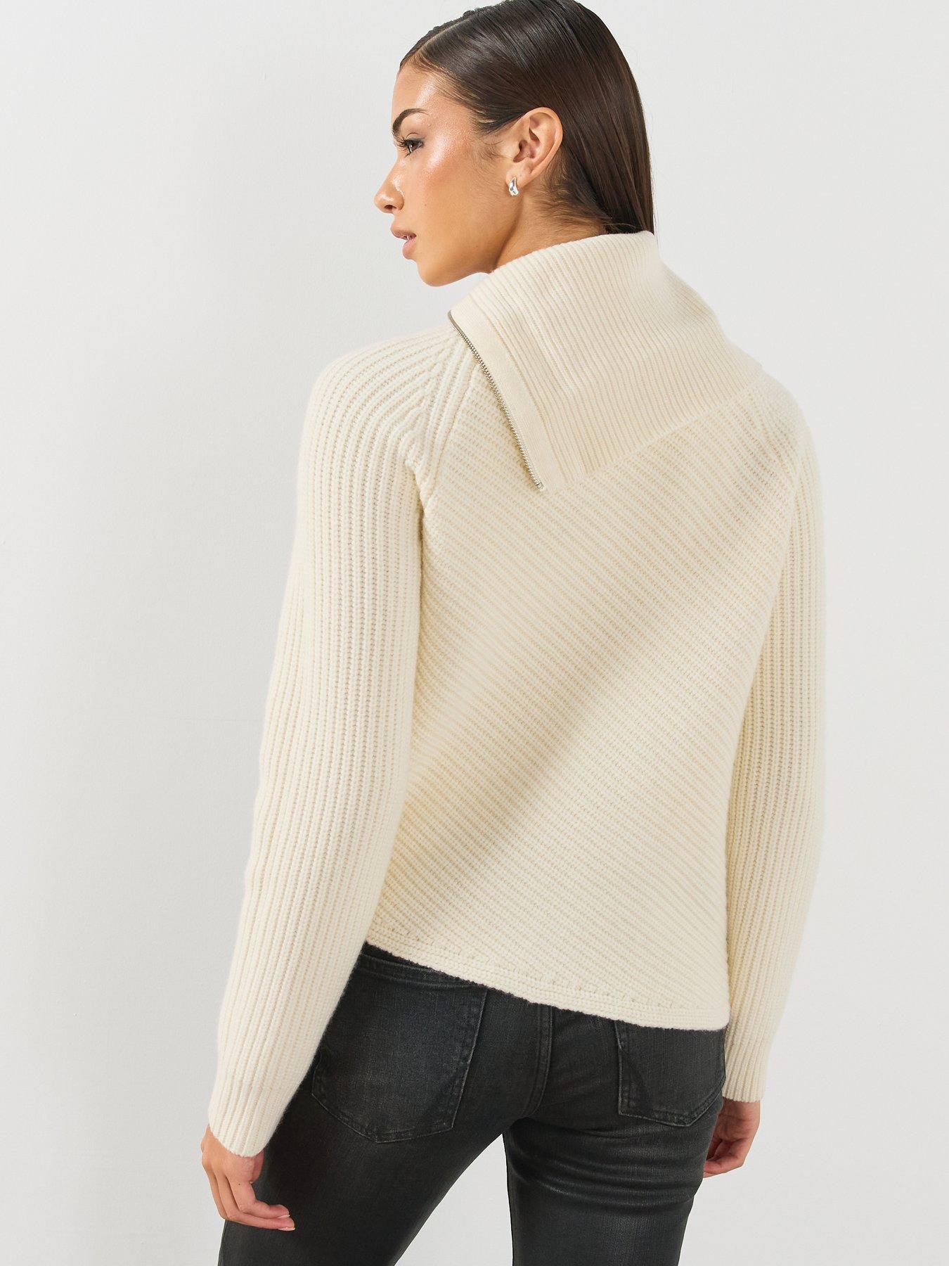 Image 2 of 6 of AllSaints Allsaints Cleo Funnel Neck Knitted Jumper - White