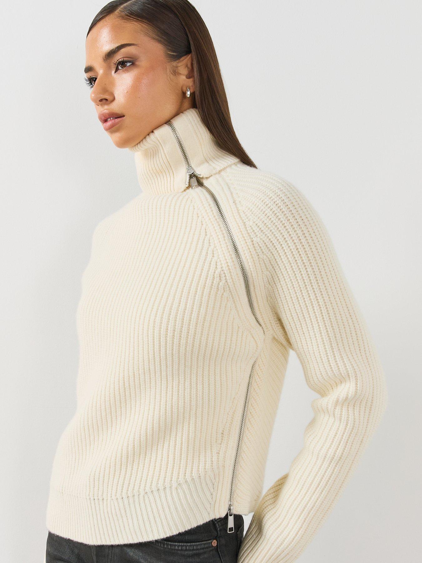 Image 4 of 6 of AllSaints Allsaints Cleo Funnel Neck Knitted Jumper - White