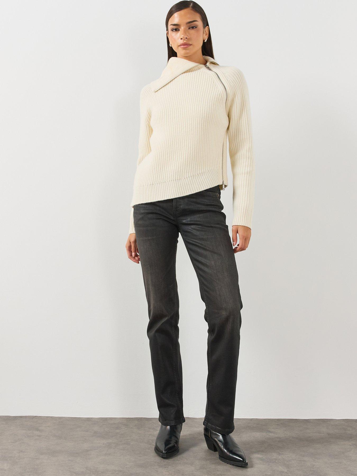 Image 5 of 6 of AllSaints Allsaints Cleo Funnel Neck Knitted Jumper - White