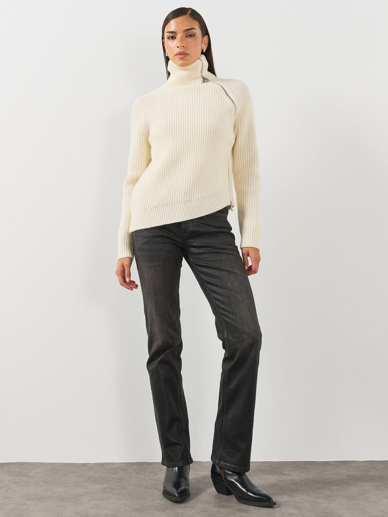 Image 6 of 6 of AllSaints Allsaints Cleo Funnel Neck Knitted Jumper - White
