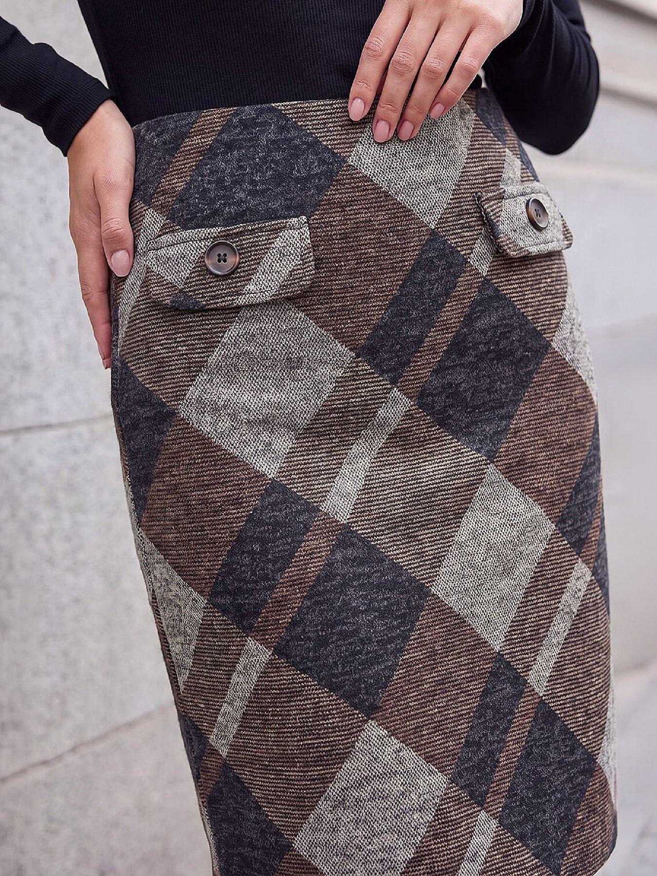 Image 2 of 4 of Roman Button Check Skirt