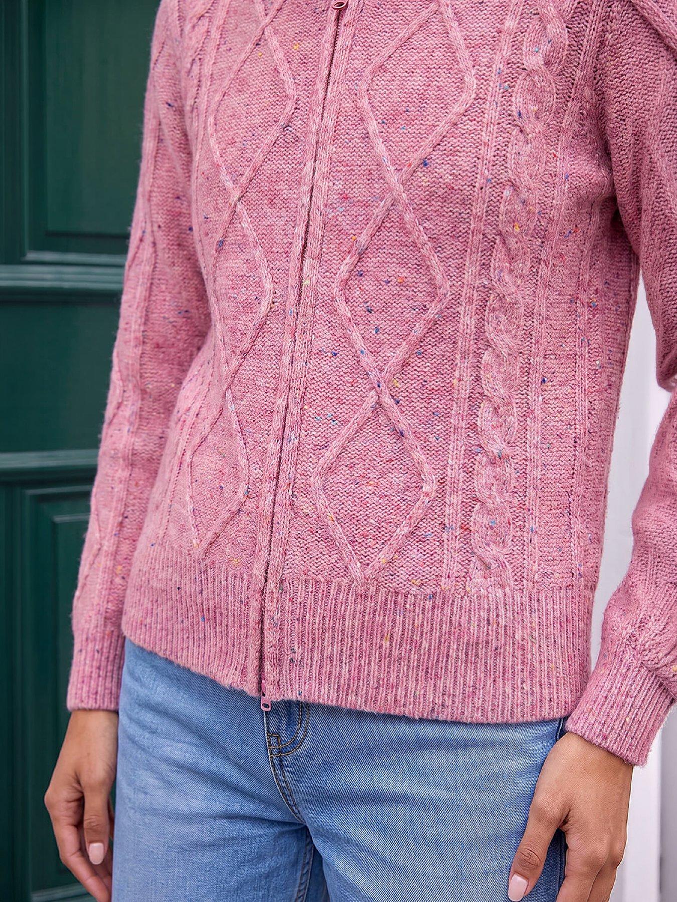 Image 2 of 4 of Roman Petite Cable Knit Zip Up Cardigan
