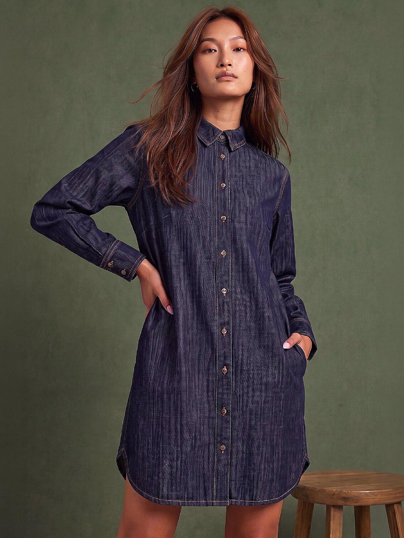 Image 1 of 4 of Roman Button Shirt Dress