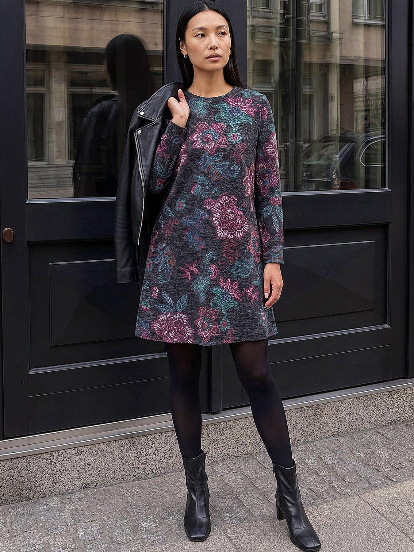 Image 1 of 4 of Roman Floral Side Button Dress