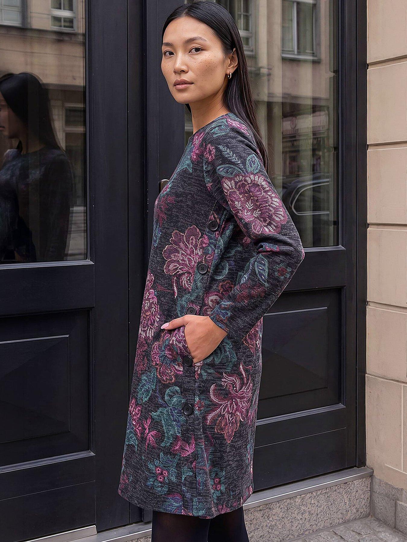 Image 2 of 4 of Roman Floral Side Button Dress