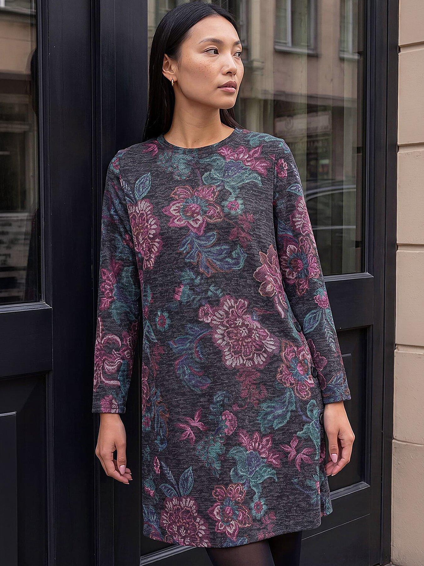 Image 4 of 4 of Roman Floral Side Button Dress