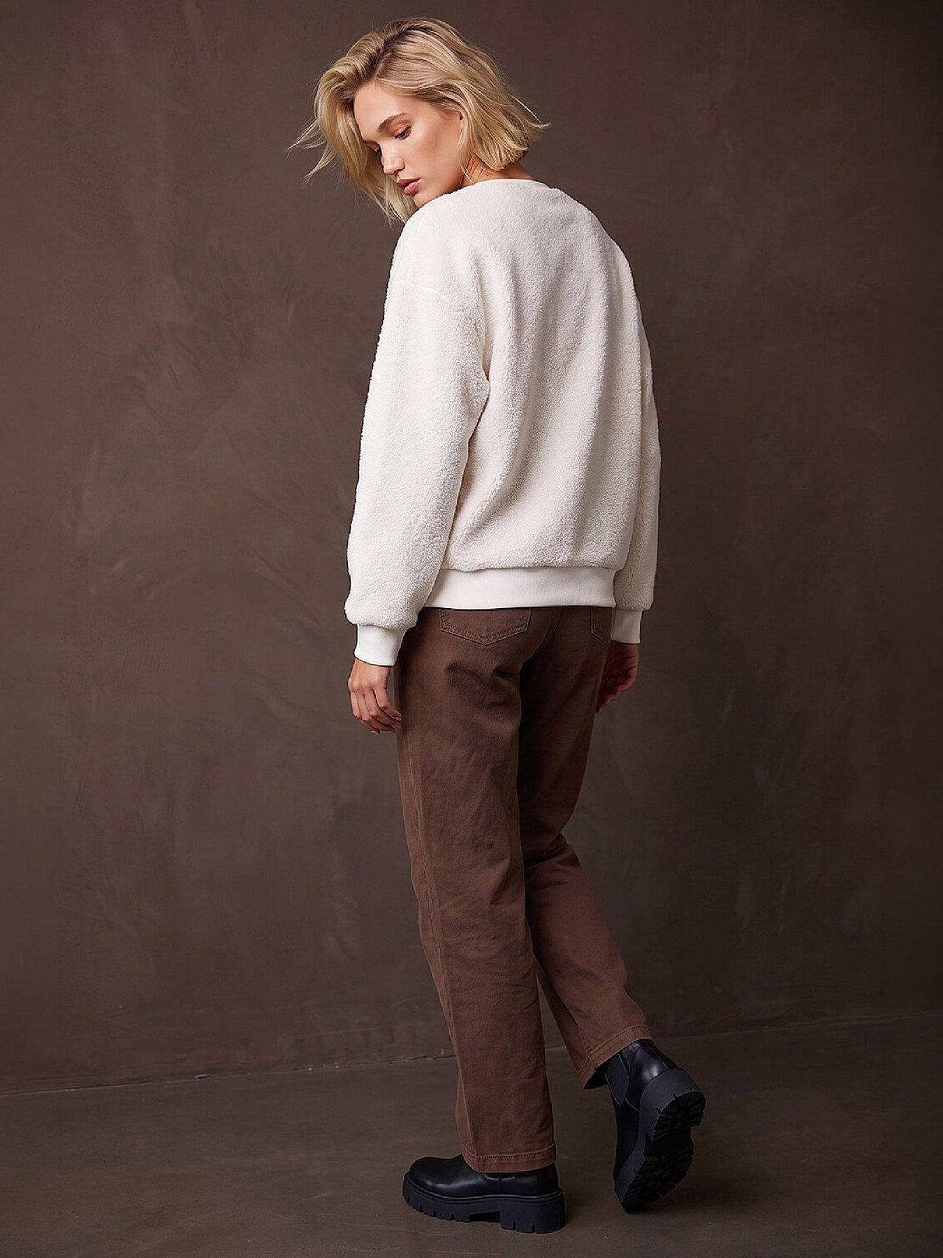 Image 3 of 4 of Roman Pocket Detail Fluffy Sweatshrt