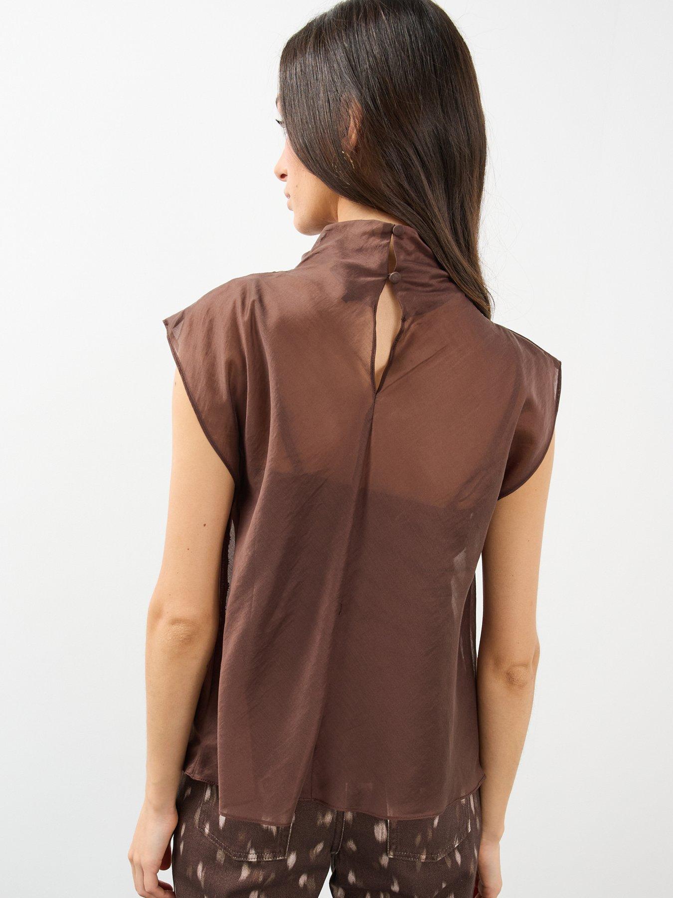 Image 2 of 6 of The Very Collection Sheer Funnel Neck Blouse