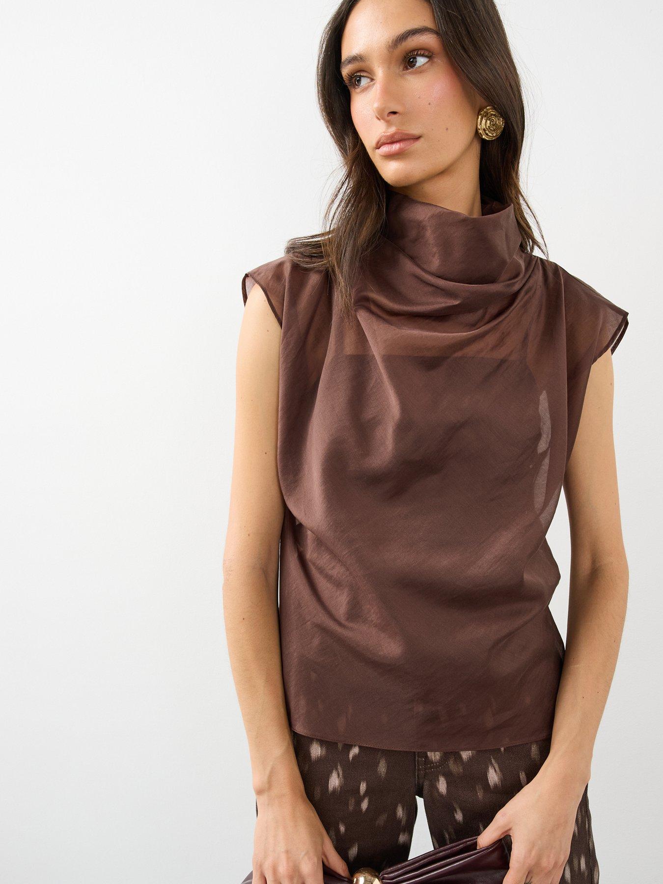 Image 4 of 6 of The Very Collection Sheer Funnel Neck Blouse