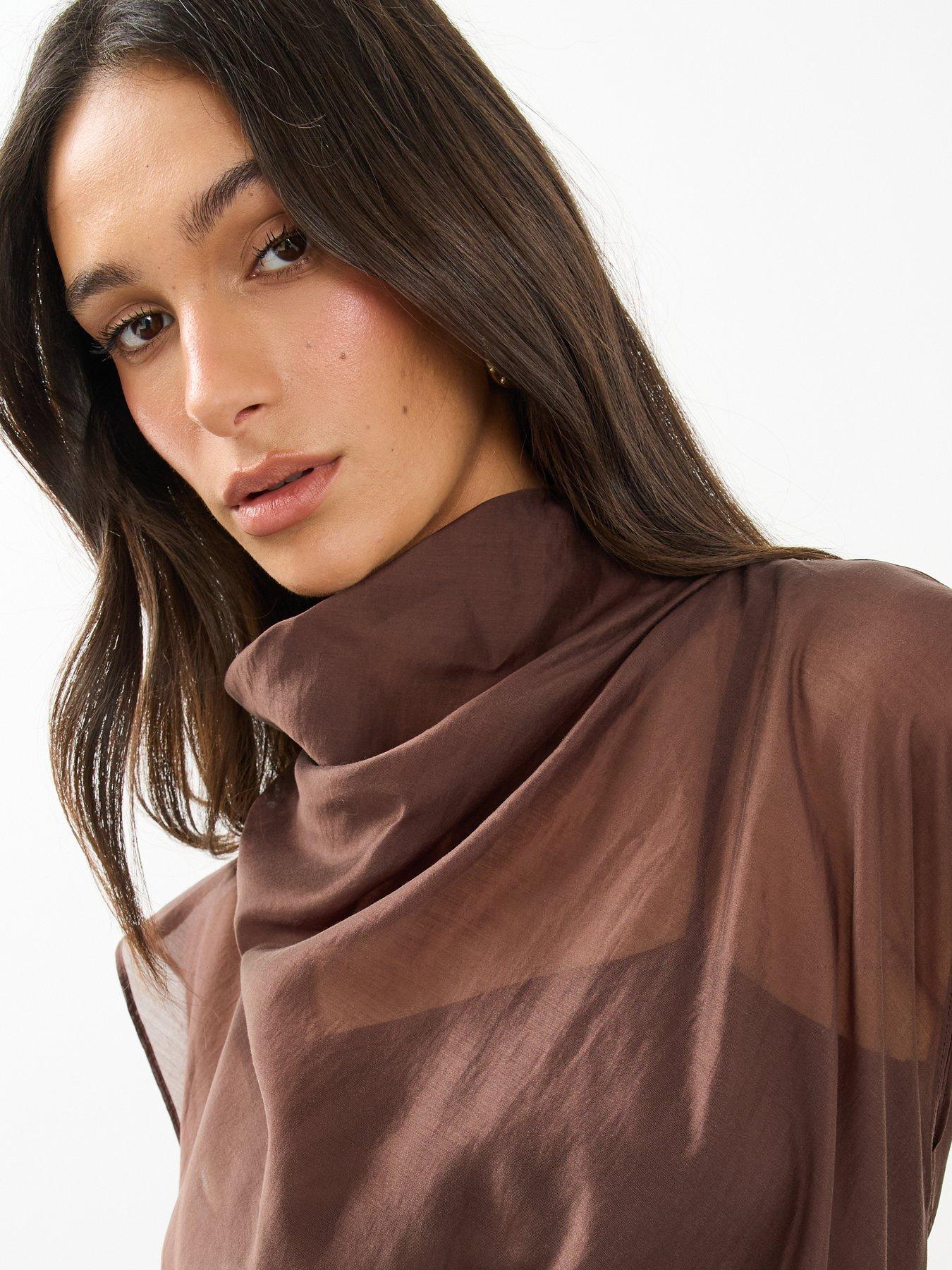 Image 5 of 6 of The Very Collection Sheer Funnel Neck Blouse