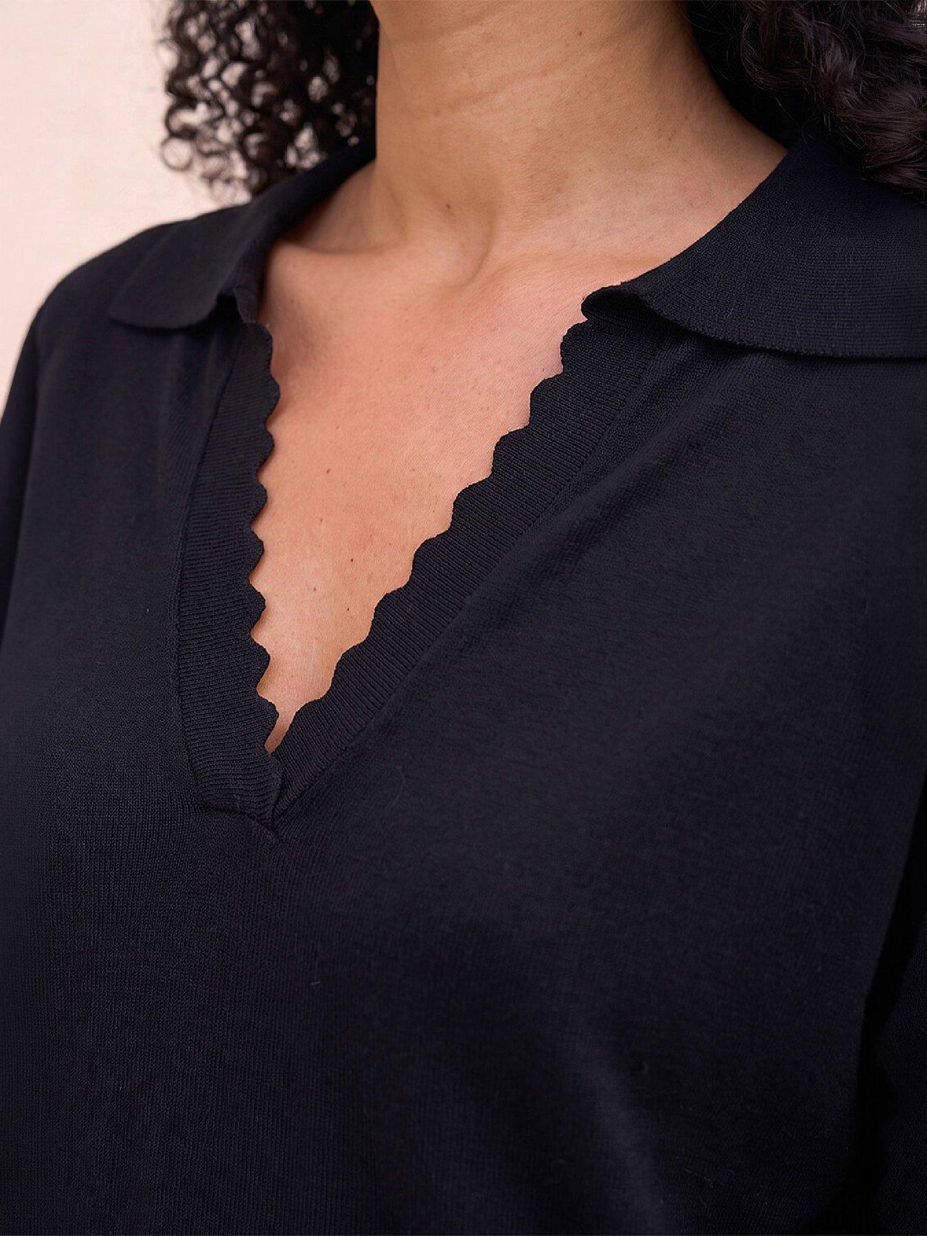 Image 2 of 4 of Roman Collared V-neck Boyfriend Jumper