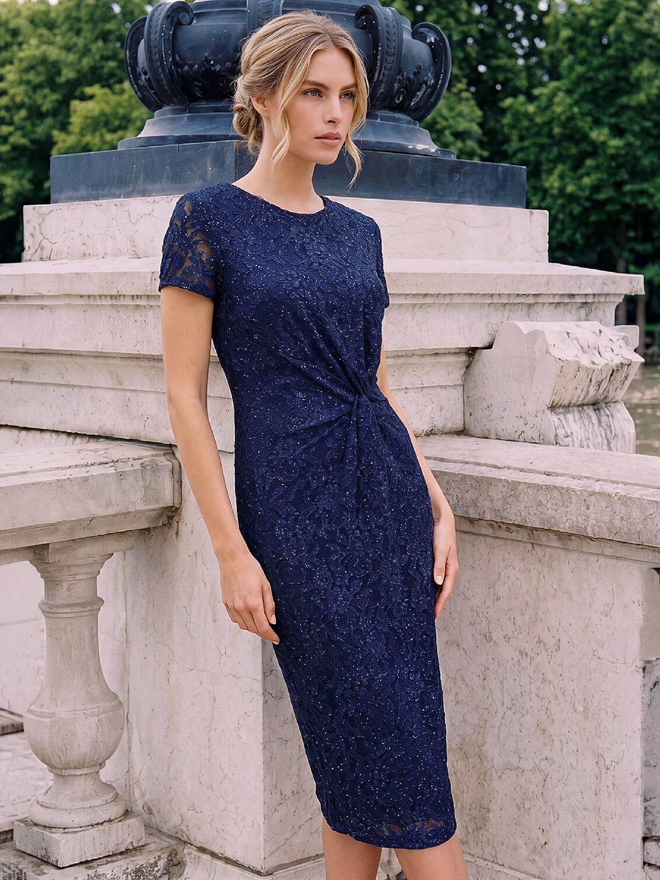Image 1 of 4 of Roman Lace Twist Stretch Dress
