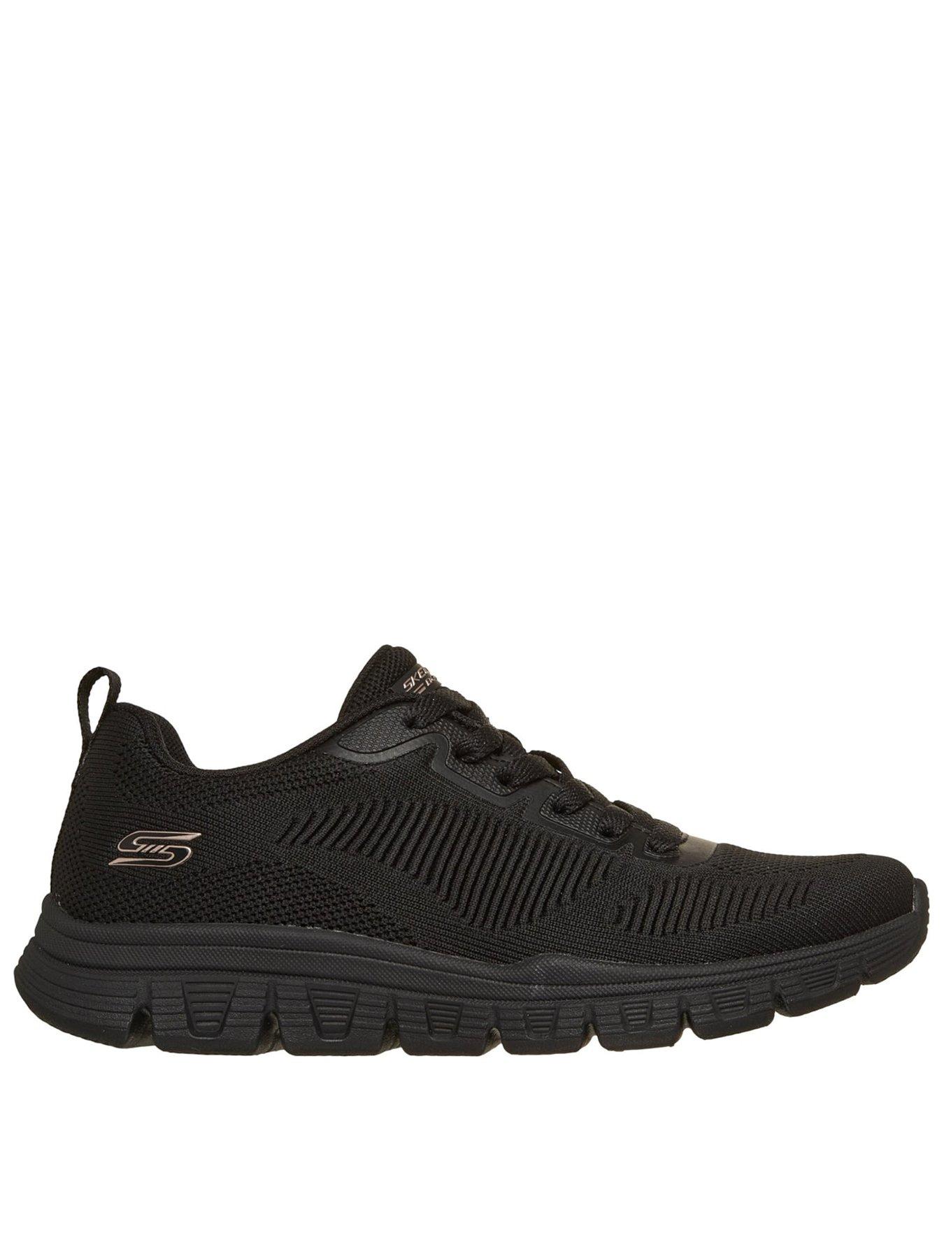 Image 1 of 5 of Skechers Womens Bobs B Lite Engineered Knit Lace Up Trainers - Black