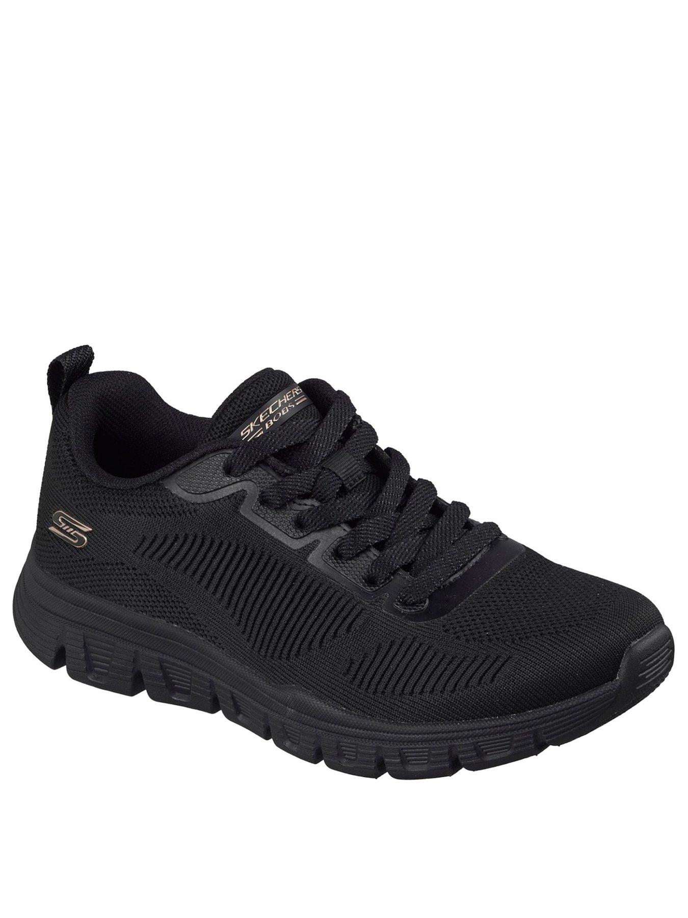 Image 2 of 5 of Skechers Womens Bobs B Lite Engineered Knit Lace Up Trainers - Black