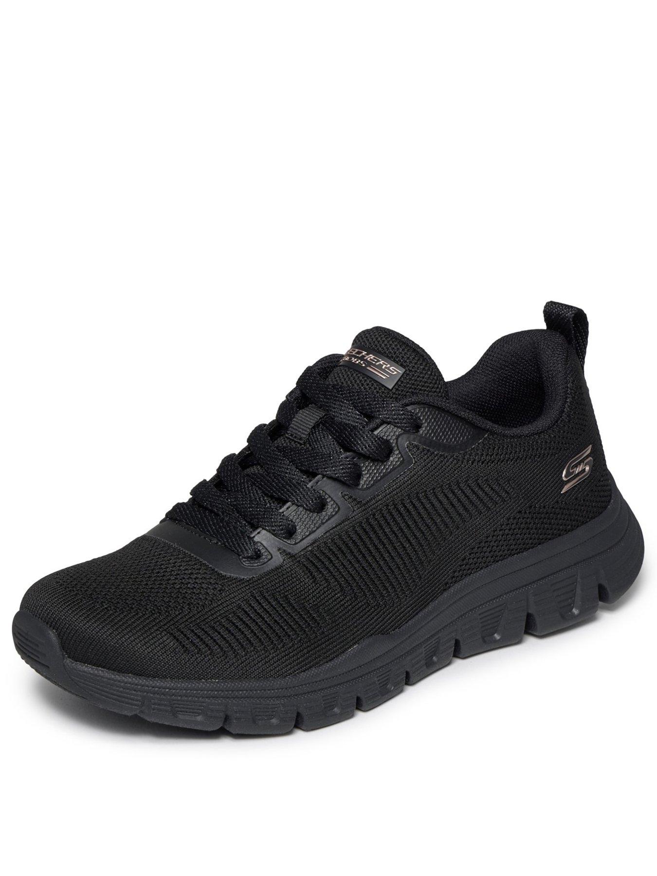 Image 3 of 5 of Skechers Womens Bobs B Lite Engineered Knit Lace Up Trainers - Black
