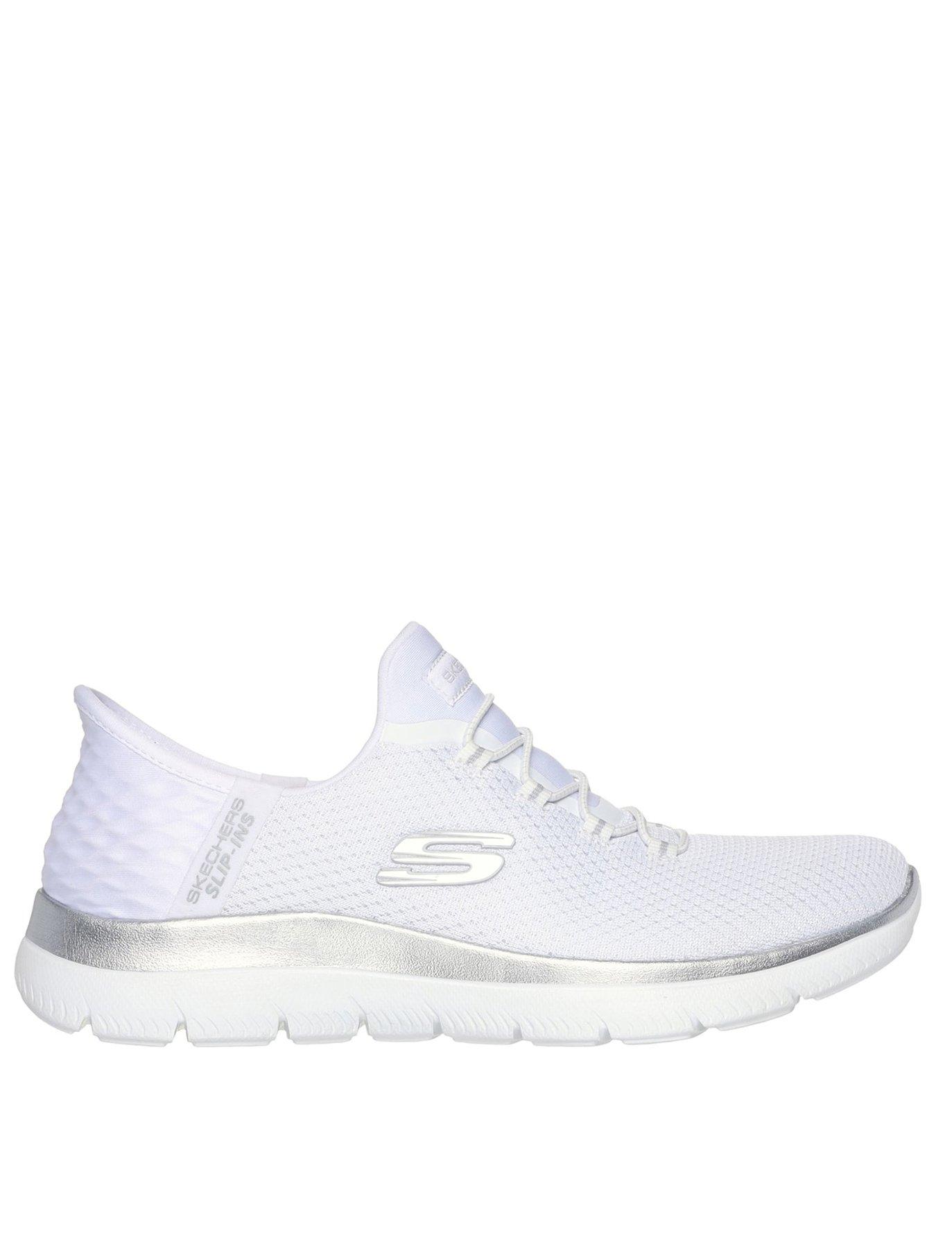 Image 1 of 5 of Skechers Womens Wide Fit Hands Free Slip-ins Memory Foam Trainers - White