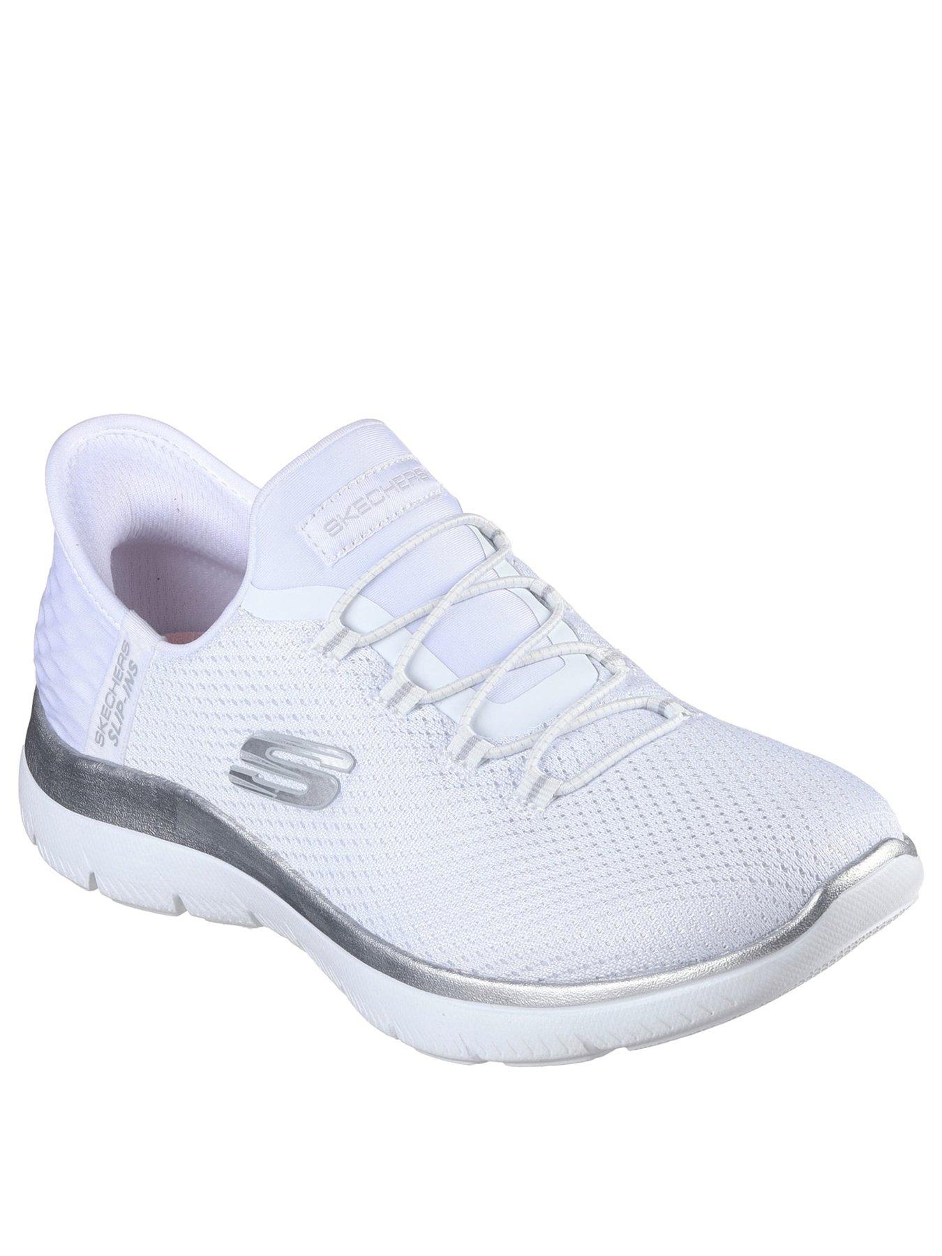 Image 2 of 5 of Skechers Womens Wide Fit Hands Free Slip-ins Memory Foam Trainers - White