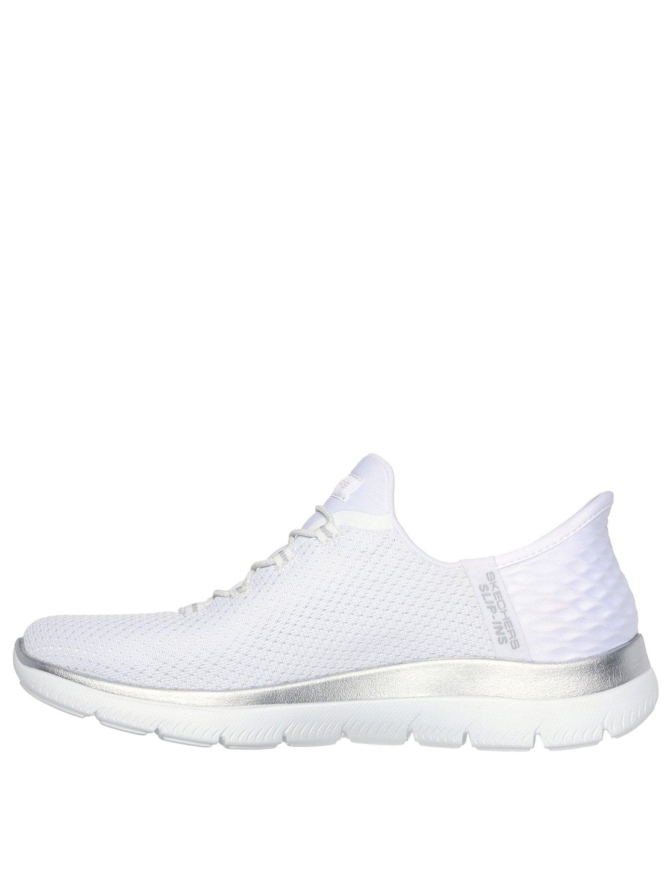 Image 3 of 5 of Skechers Womens Wide Fit Hands Free Slip-ins Memory Foam Trainers - White
