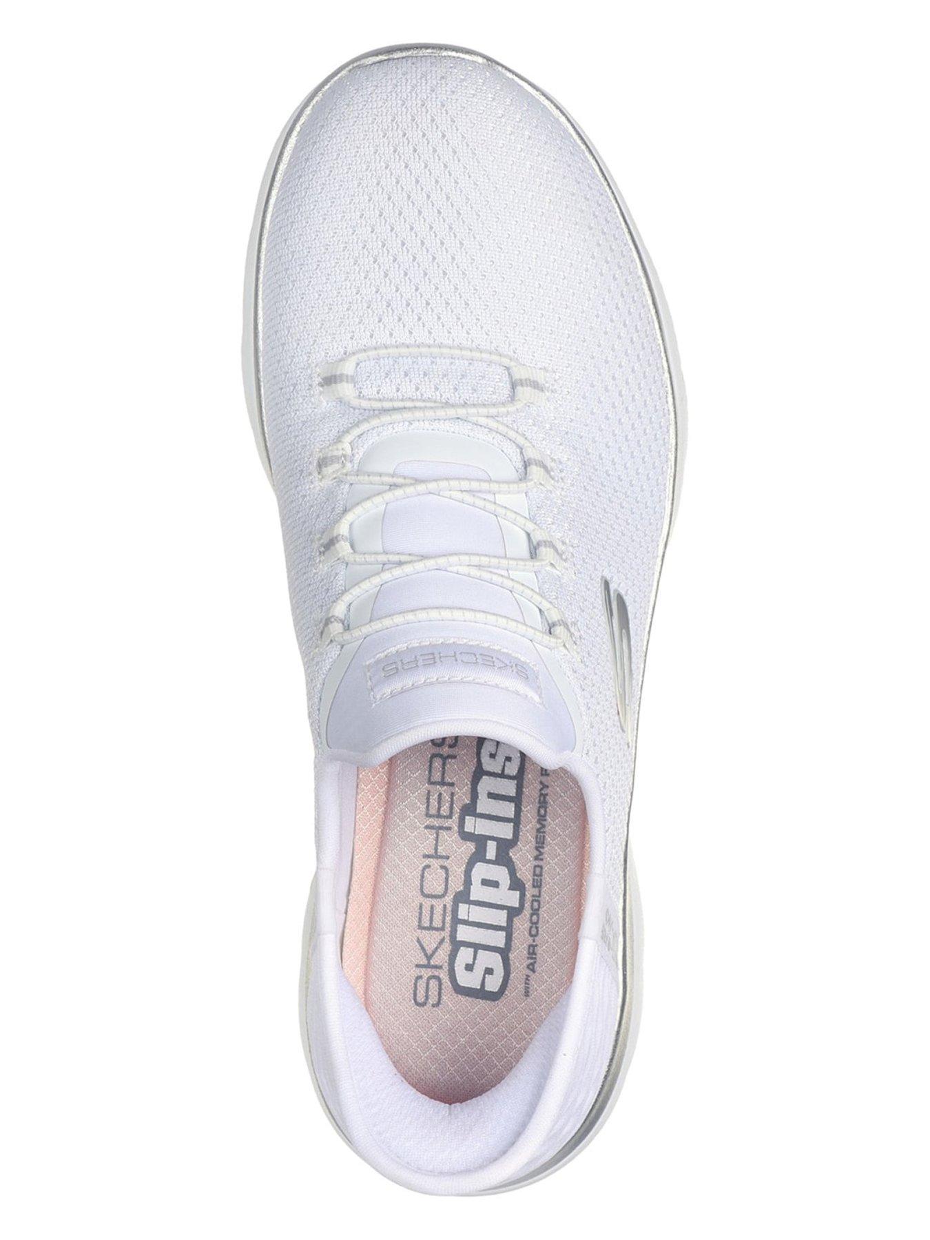 Image 4 of 5 of Skechers Womens Wide Fit Hands Free Slip-ins Memory Foam Trainers - White