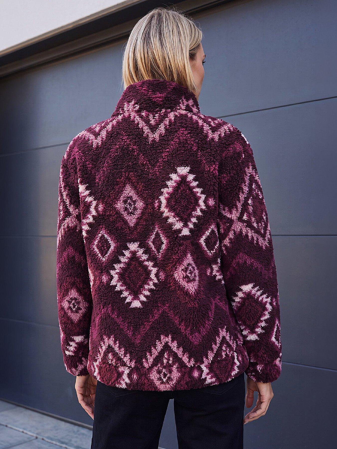 Image 2 of 4 of Roman Womens Zip-Through High Neck Printed Fleece Jacket - Red