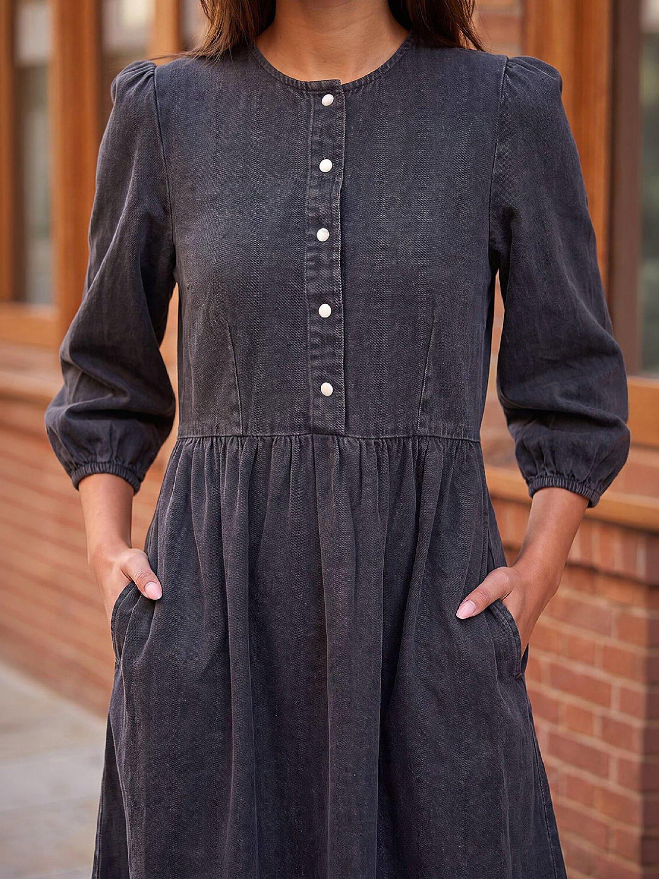 Image 2 of 3 of Roman Popper Buttoned Midi Dress