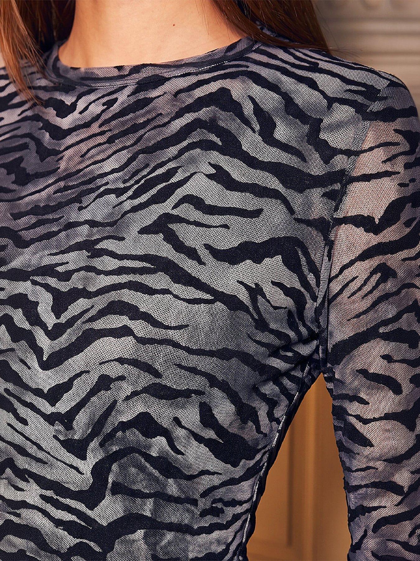 Image 2 of 4 of Roman Animal Print Mesh Top