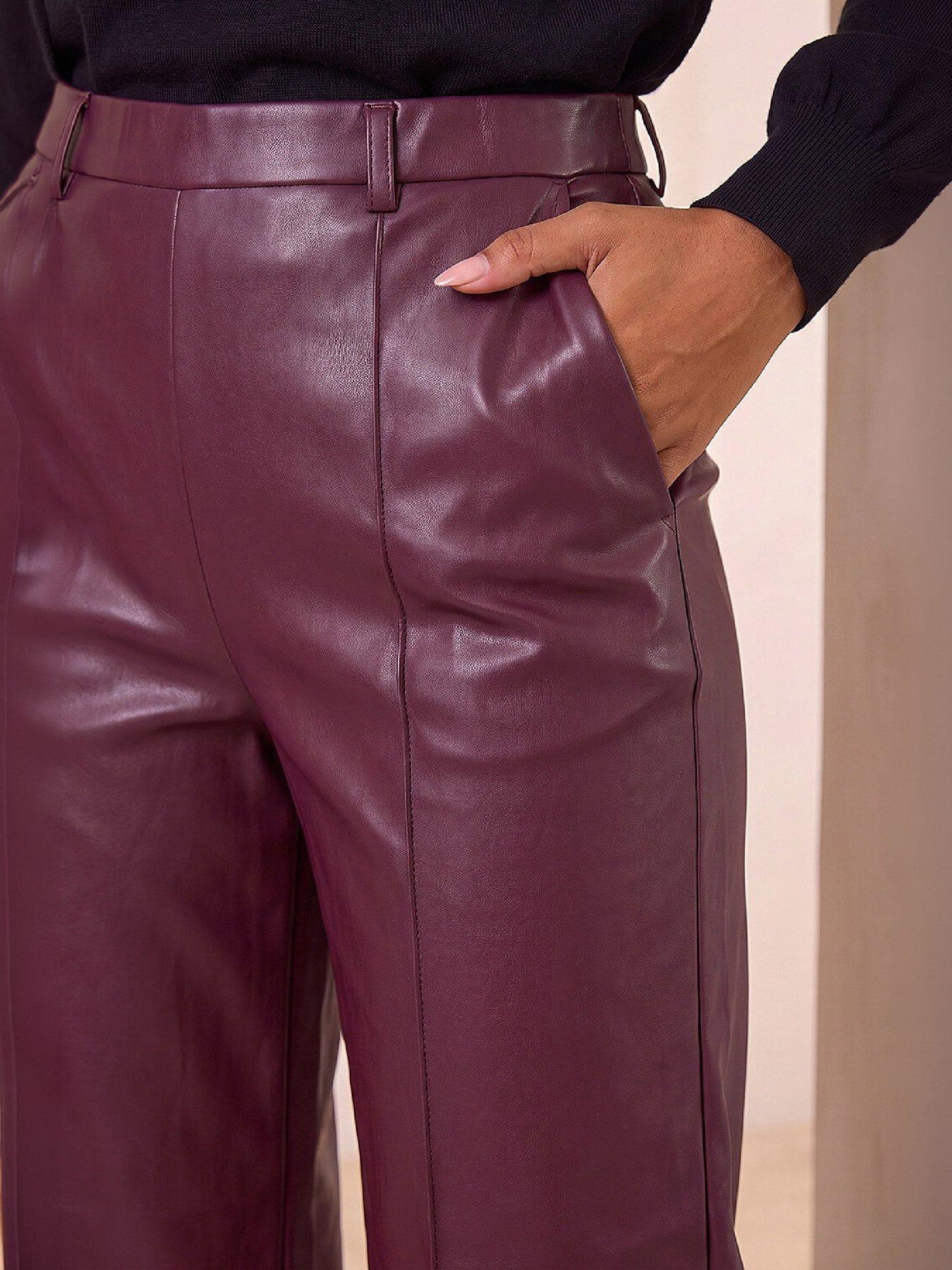 Image 2 of 4 of Roman Pintuck Wide Leg Pu Trouser