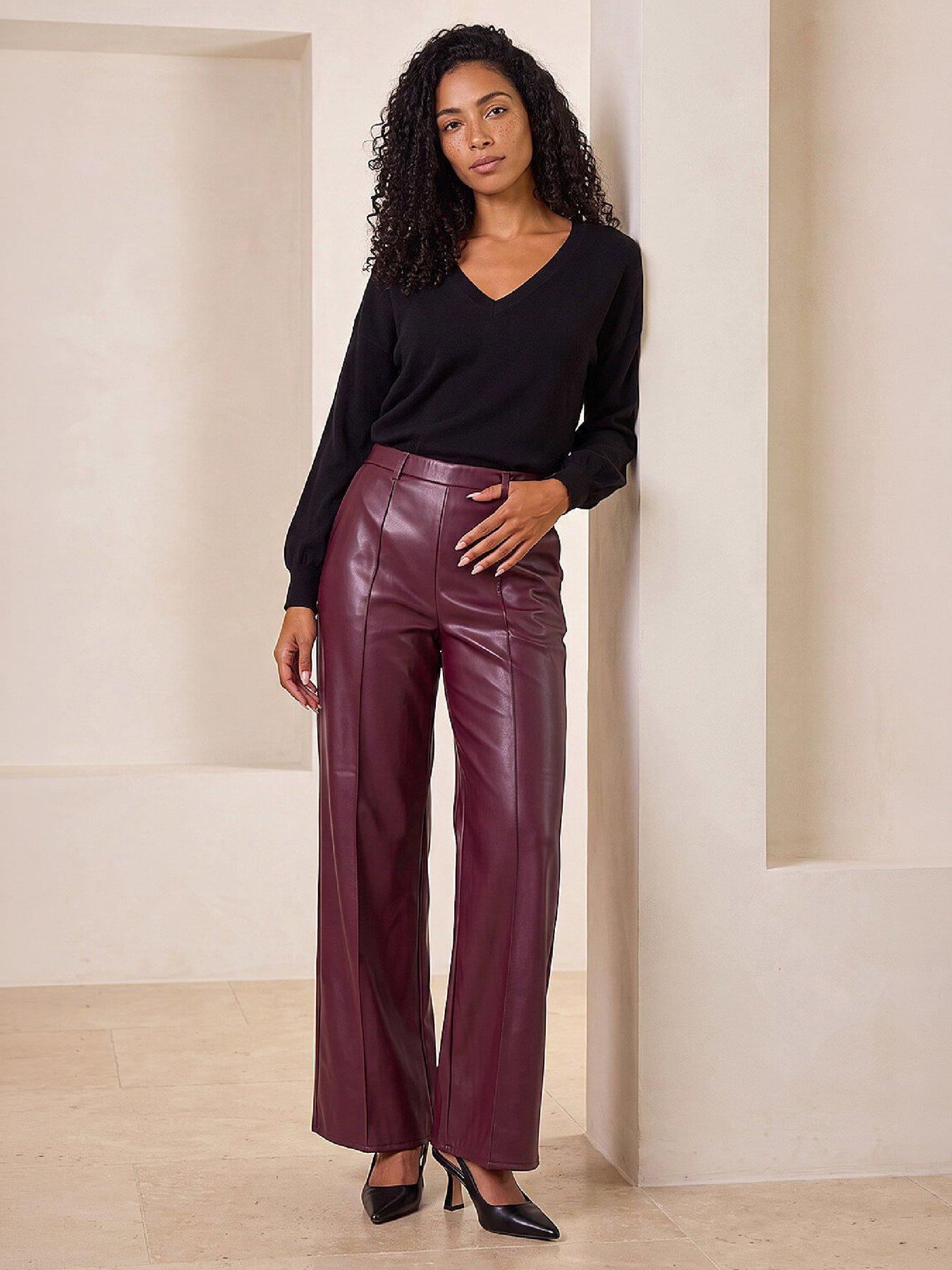 Image 4 of 4 of Roman Pintuck Wide Leg Pu Trouser
