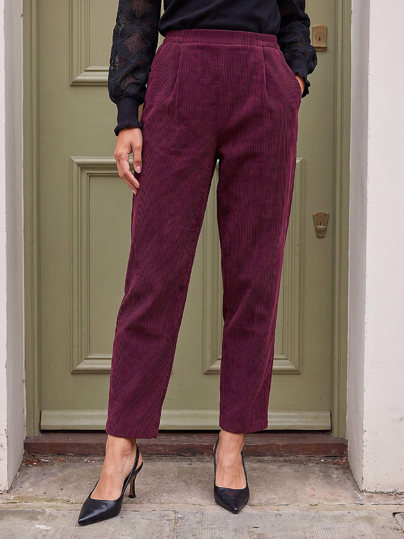 Image 1 of 3 of Roman Petite Tuck Front Corduroy Trouser