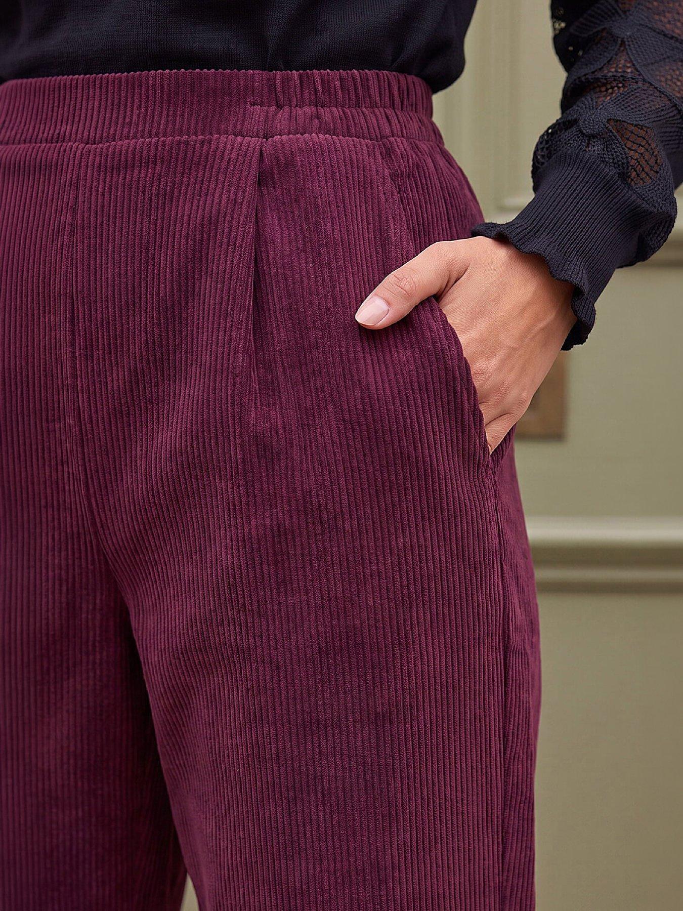 Image 2 of 3 of Roman Petite Tuck Front Corduroy Trouser