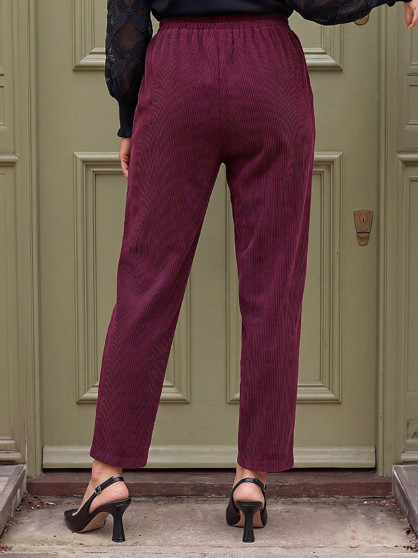 Image 3 of 3 of Roman Petite Tuck Front Corduroy Trouser