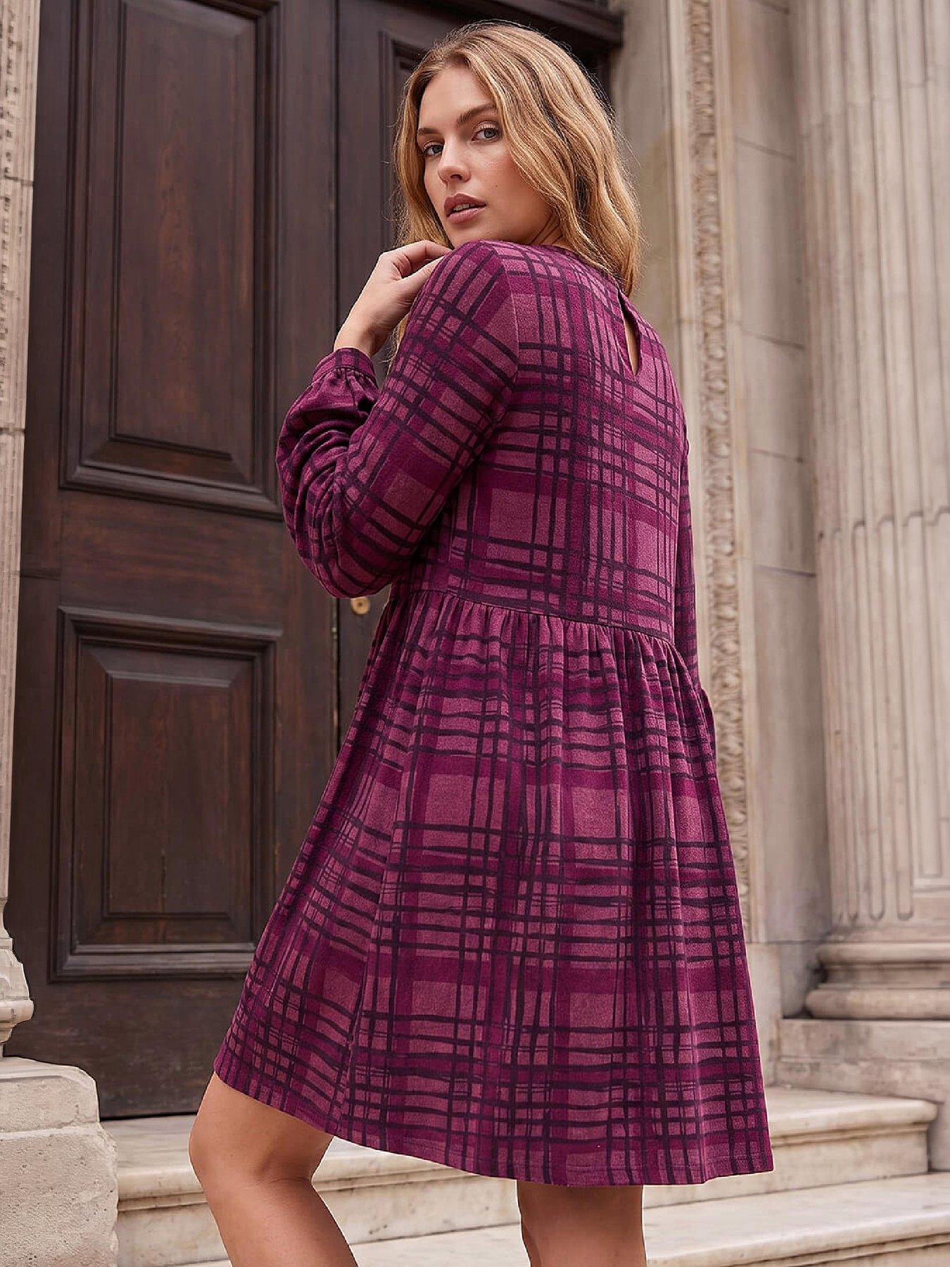 Image 3 of 4 of Roman Check Print Dress