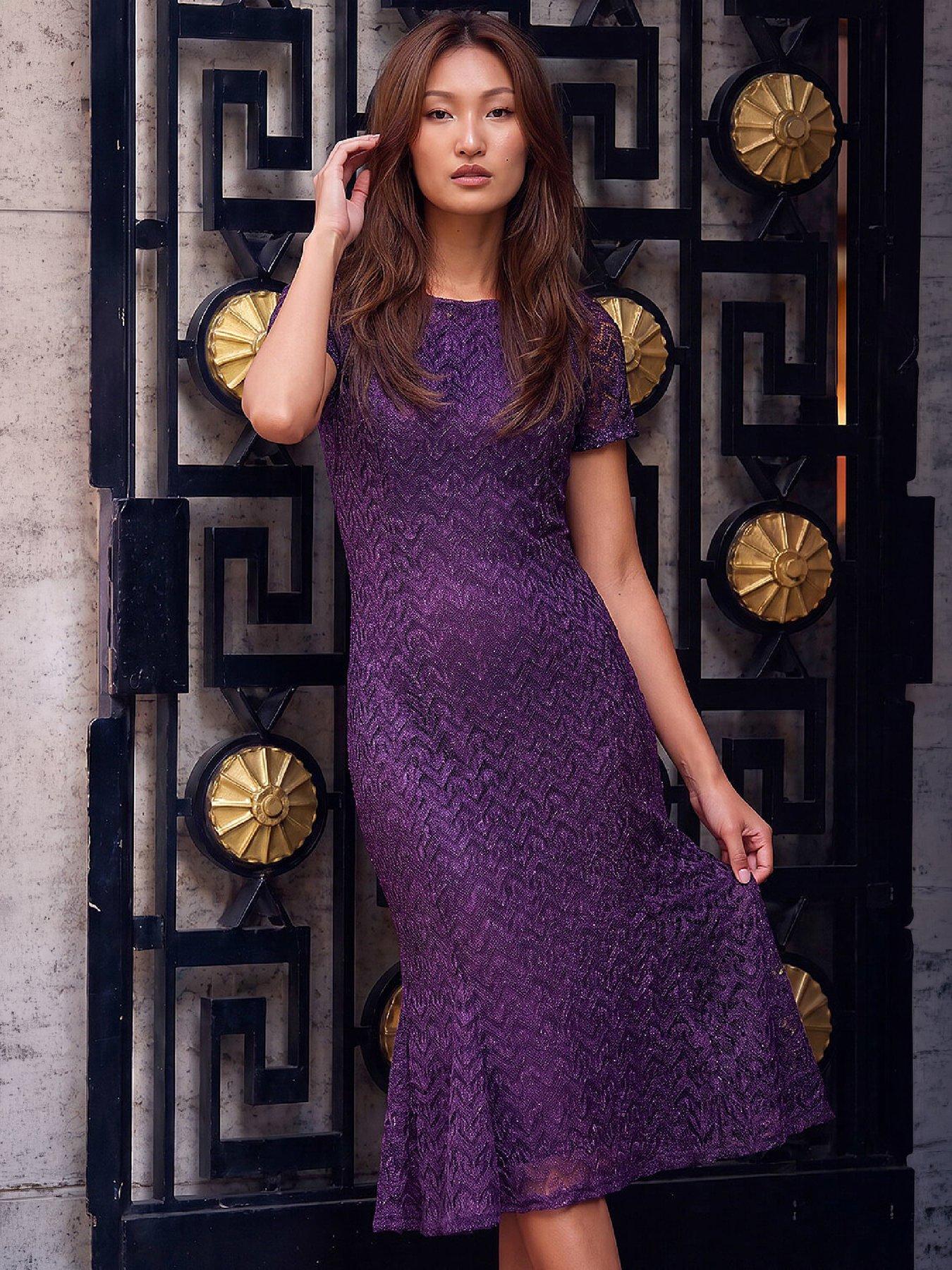 Image 1 of 4 of Roman Sparkle Lace Midi Dress