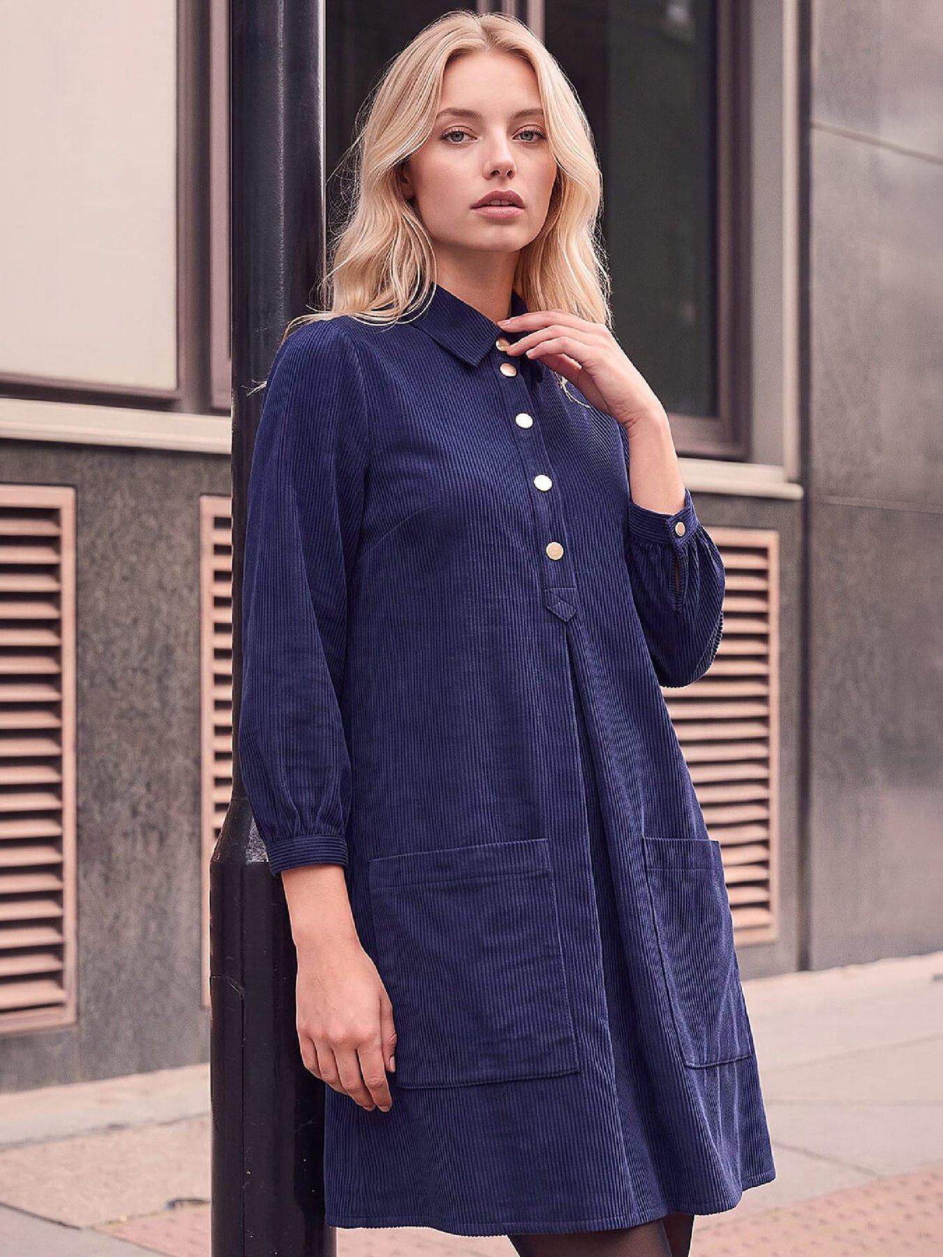 Image 1 of 4 of Roman Petite Cord Button Dress