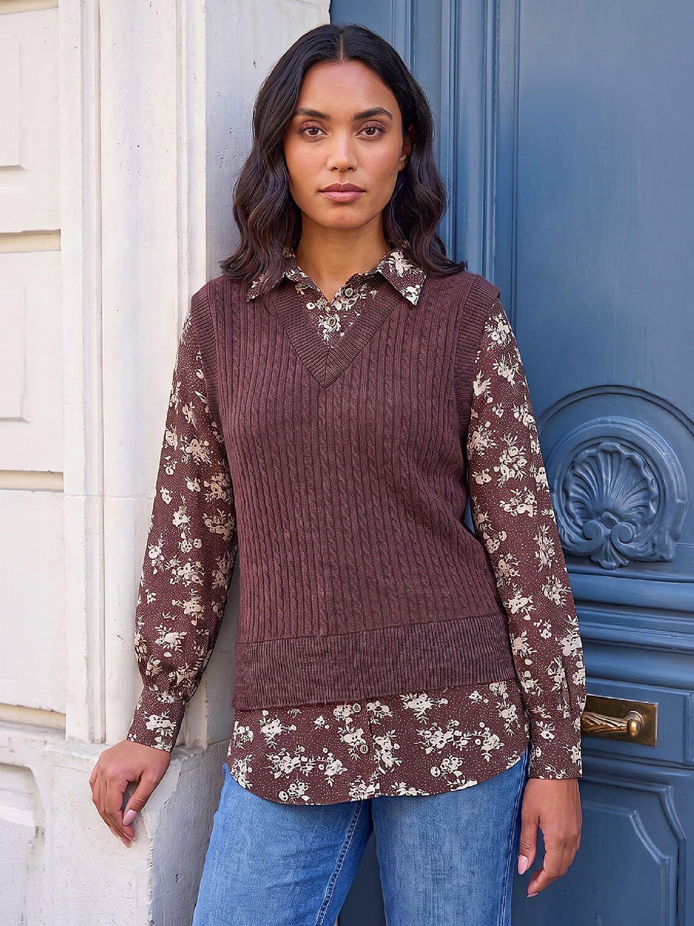 Image 1 of 4 of Roman Ditsy Print 2 In 1 Top