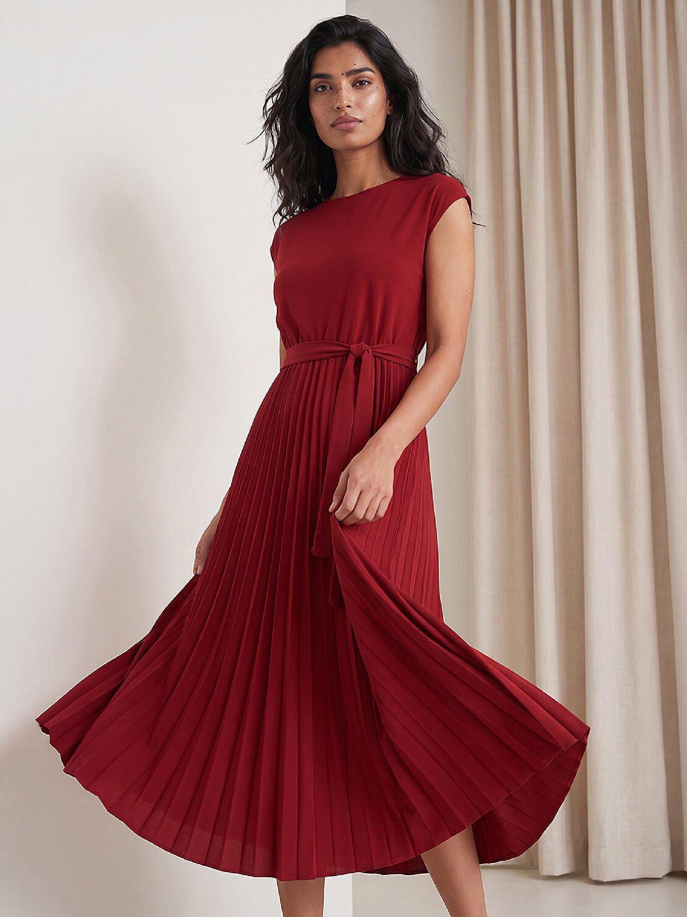 Image 1 of 4 of Roman Pleated Tie Waist Dress