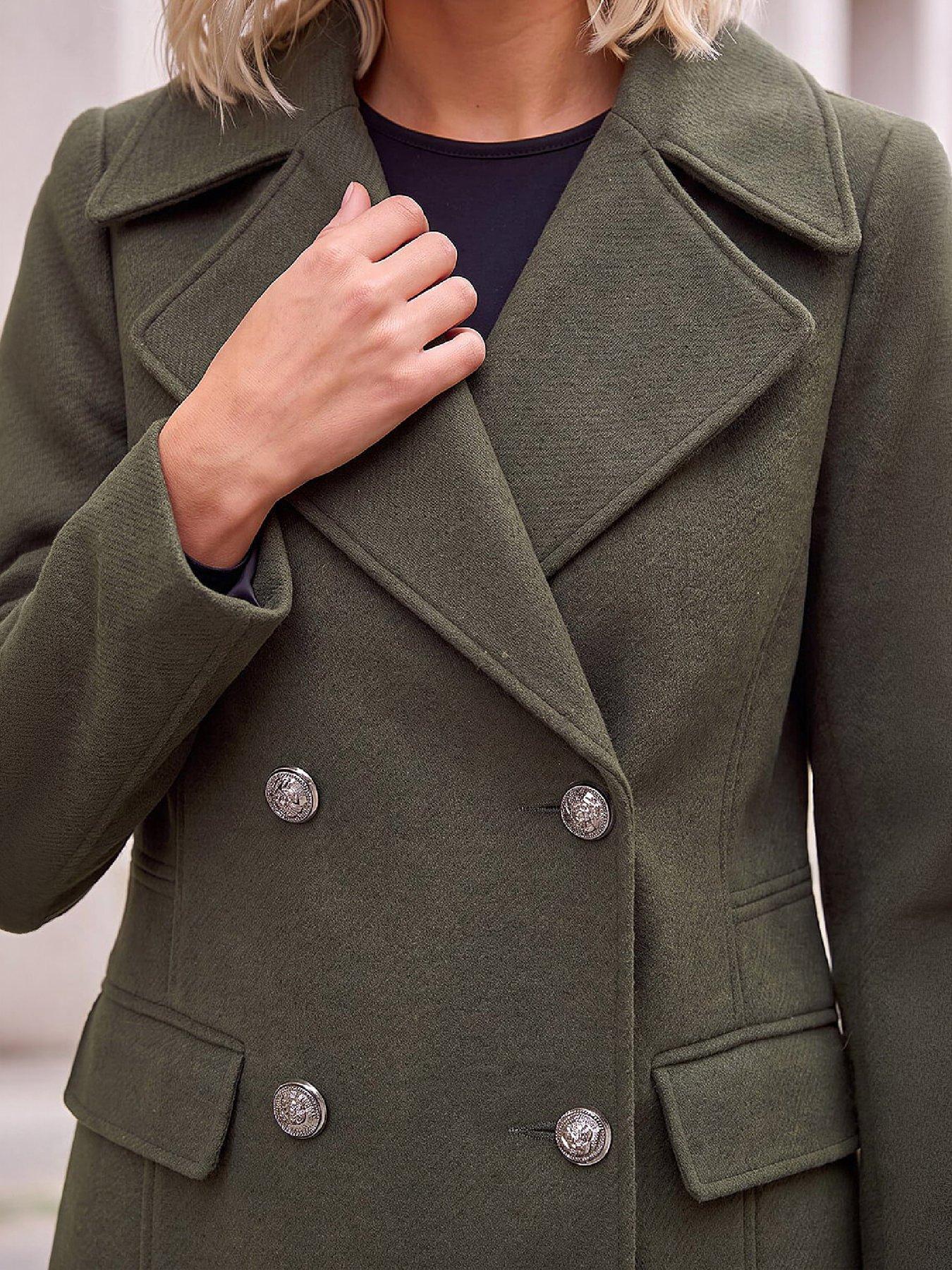 Image 2 of 4 of Roman Petite Collar Double Breasted Coat