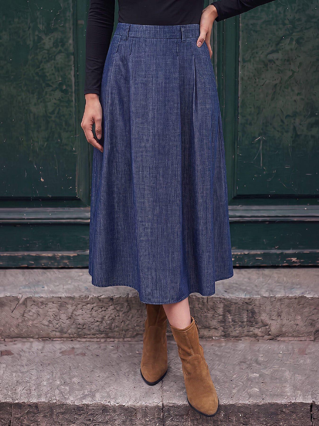 Image 1 of 4 of Roman Denim A-line Skirt