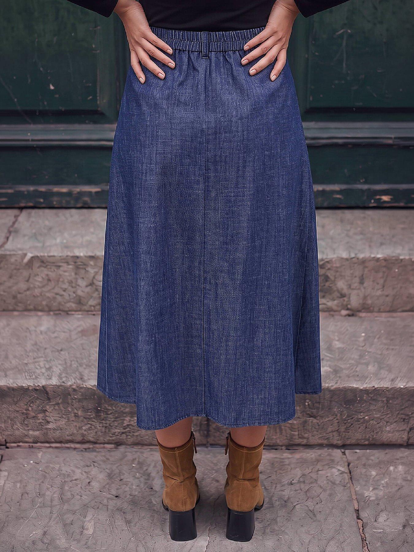 Image 3 of 4 of Roman Denim A-line Skirt
