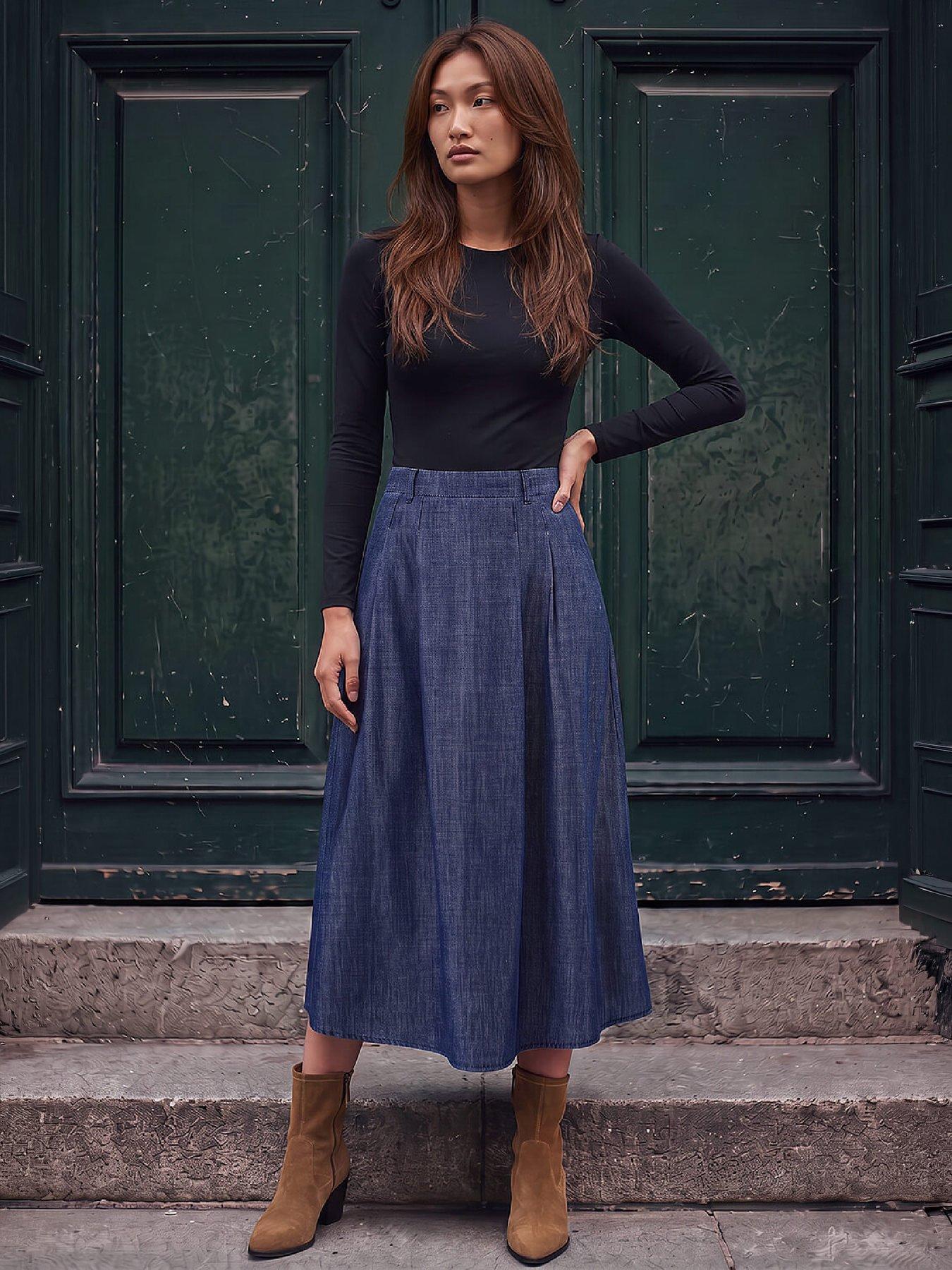 Image 4 of 4 of Roman Denim A-line Skirt