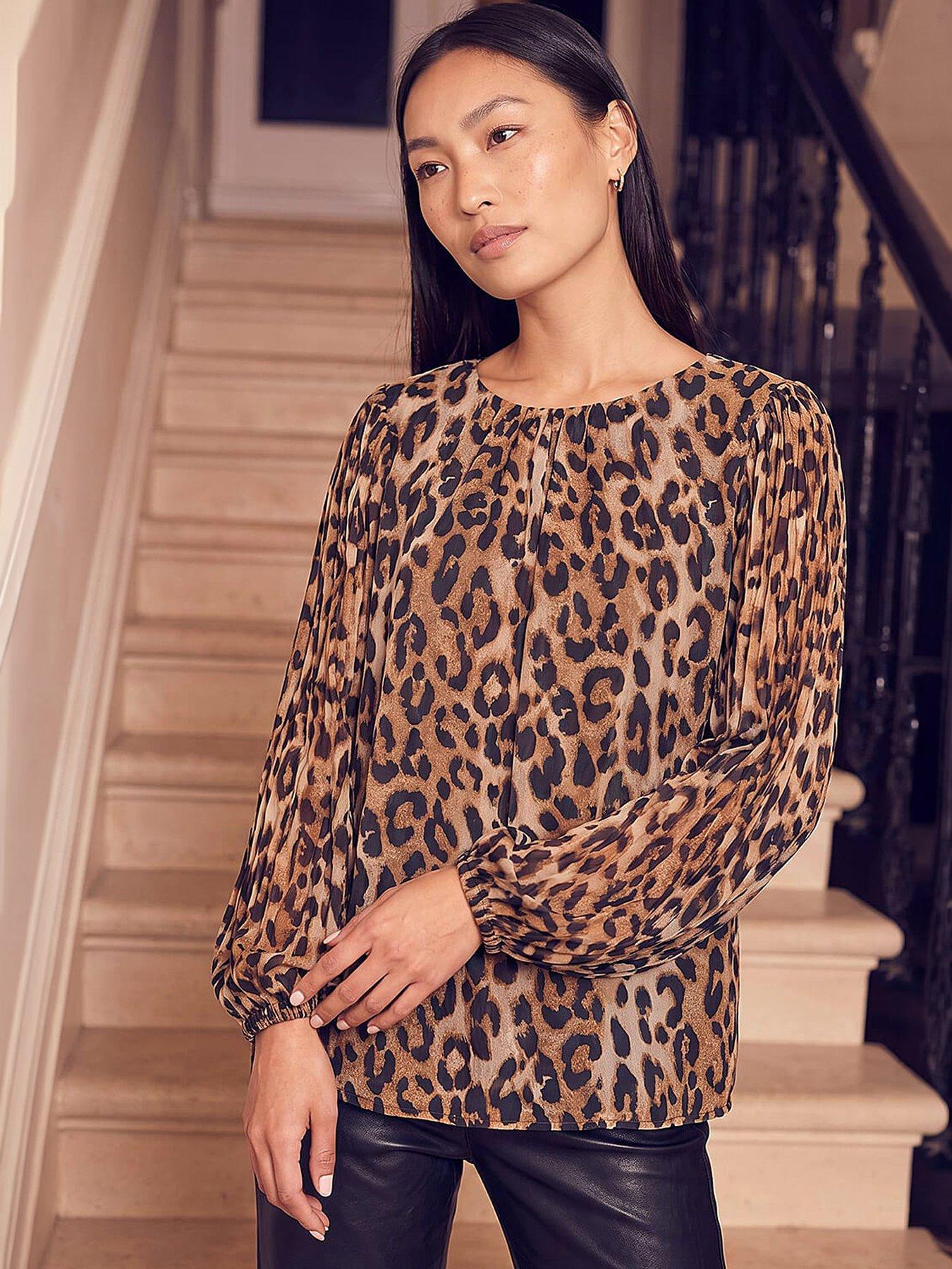 Image 1 of 4 of Roman Animal Print Pleat Top