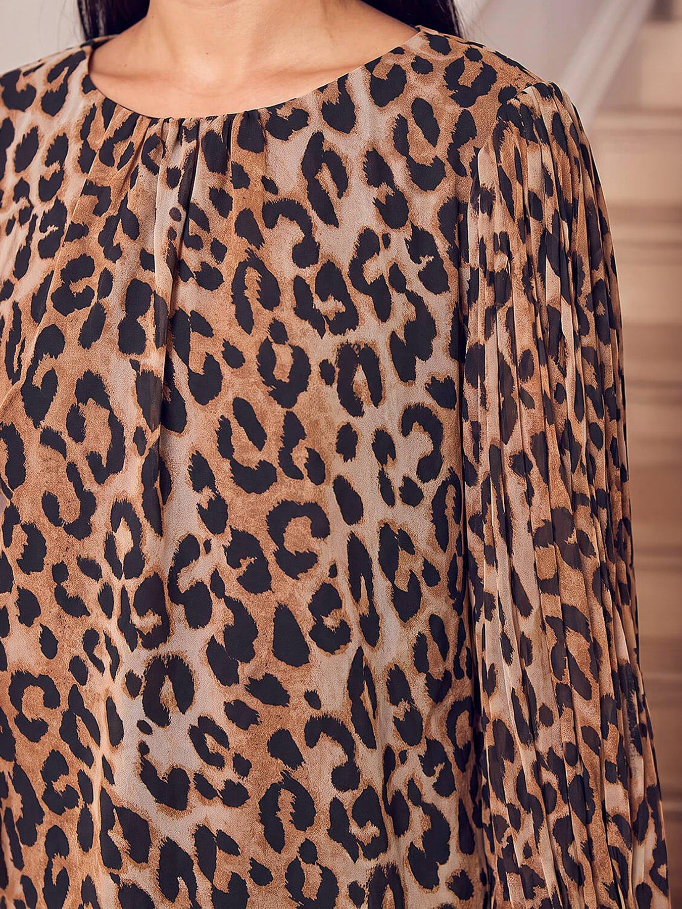 Image 2 of 4 of Roman Animal Print Pleat Top