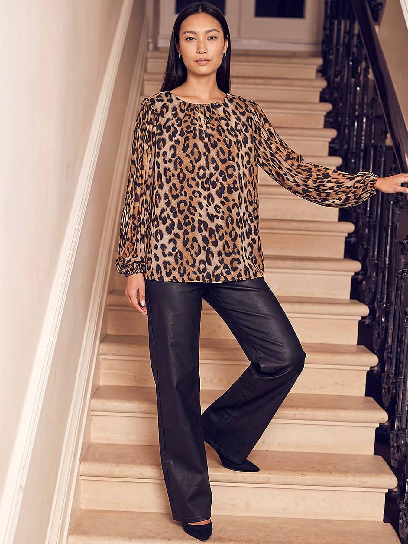 Image 4 of 4 of Roman Animal Print Pleat Top