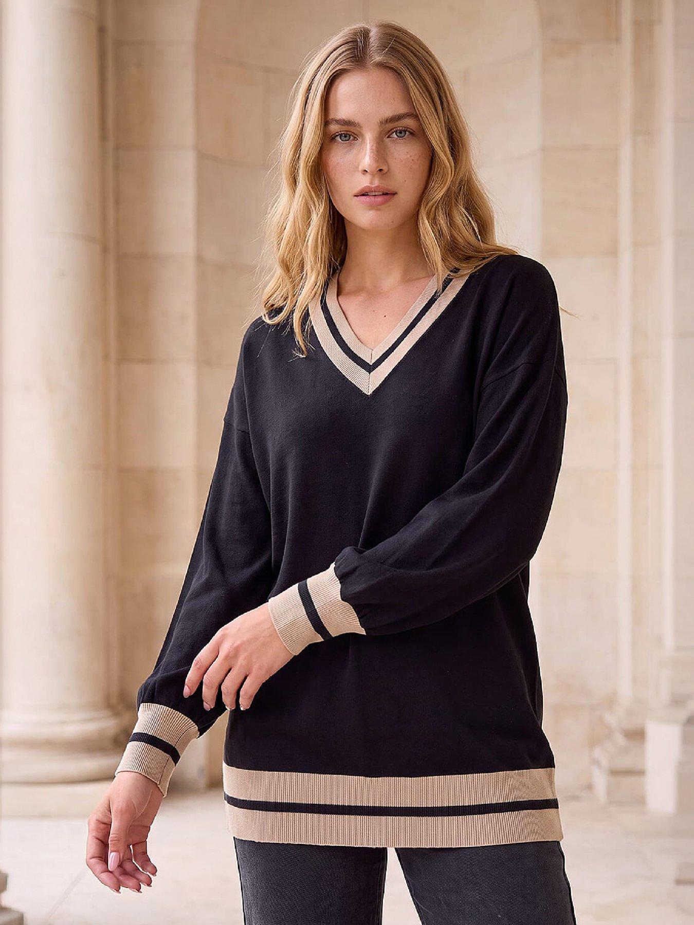 Image 1 of 4 of Roman Tipping V-neck Boyfriend Jumper