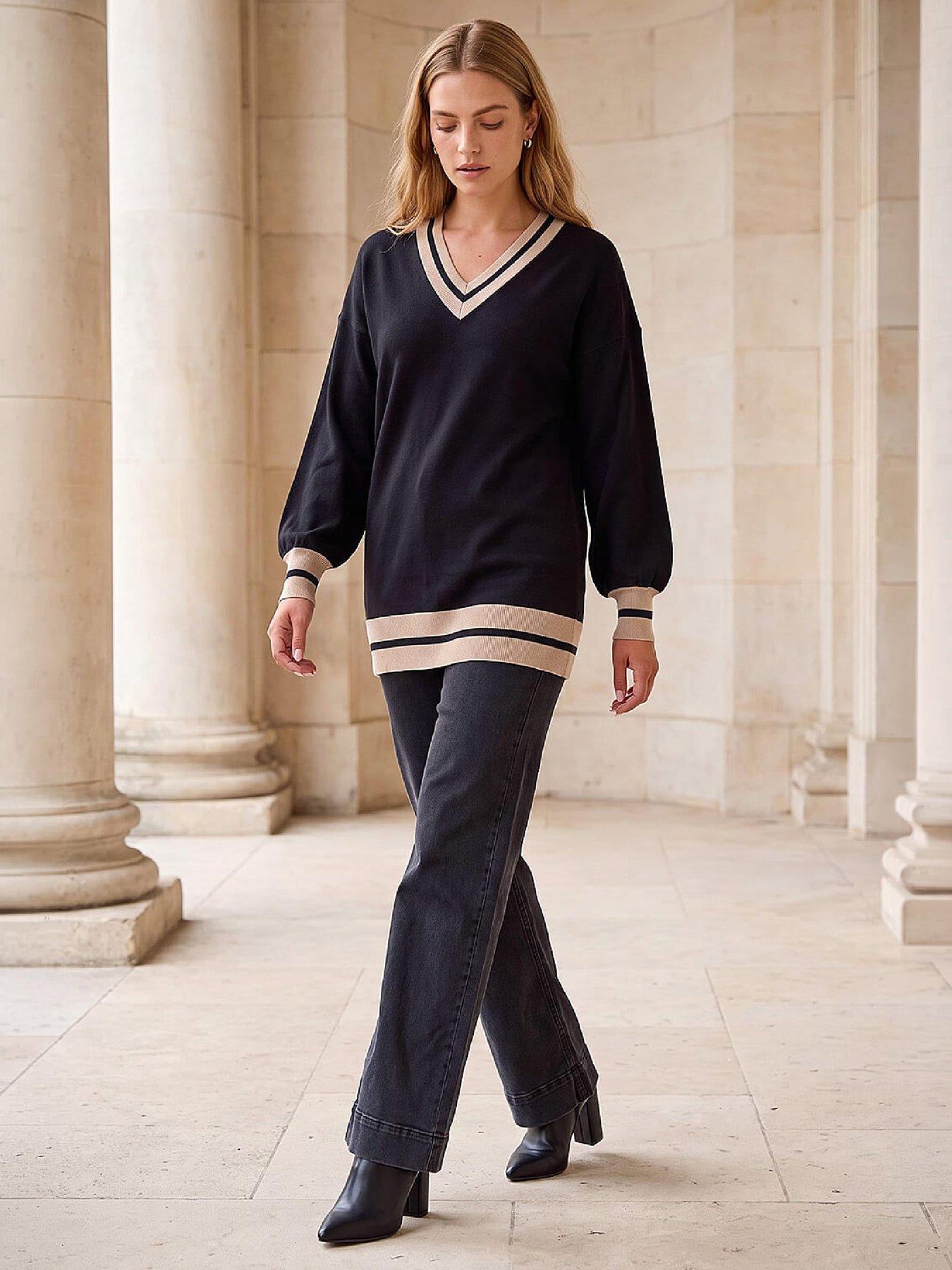 Image 4 of 4 of Roman Tipping V-neck Boyfriend Jumper