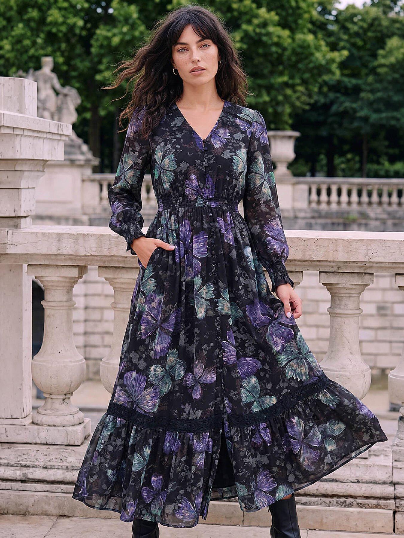 Image 1 of 4 of Roman Butterfly Midi Dress