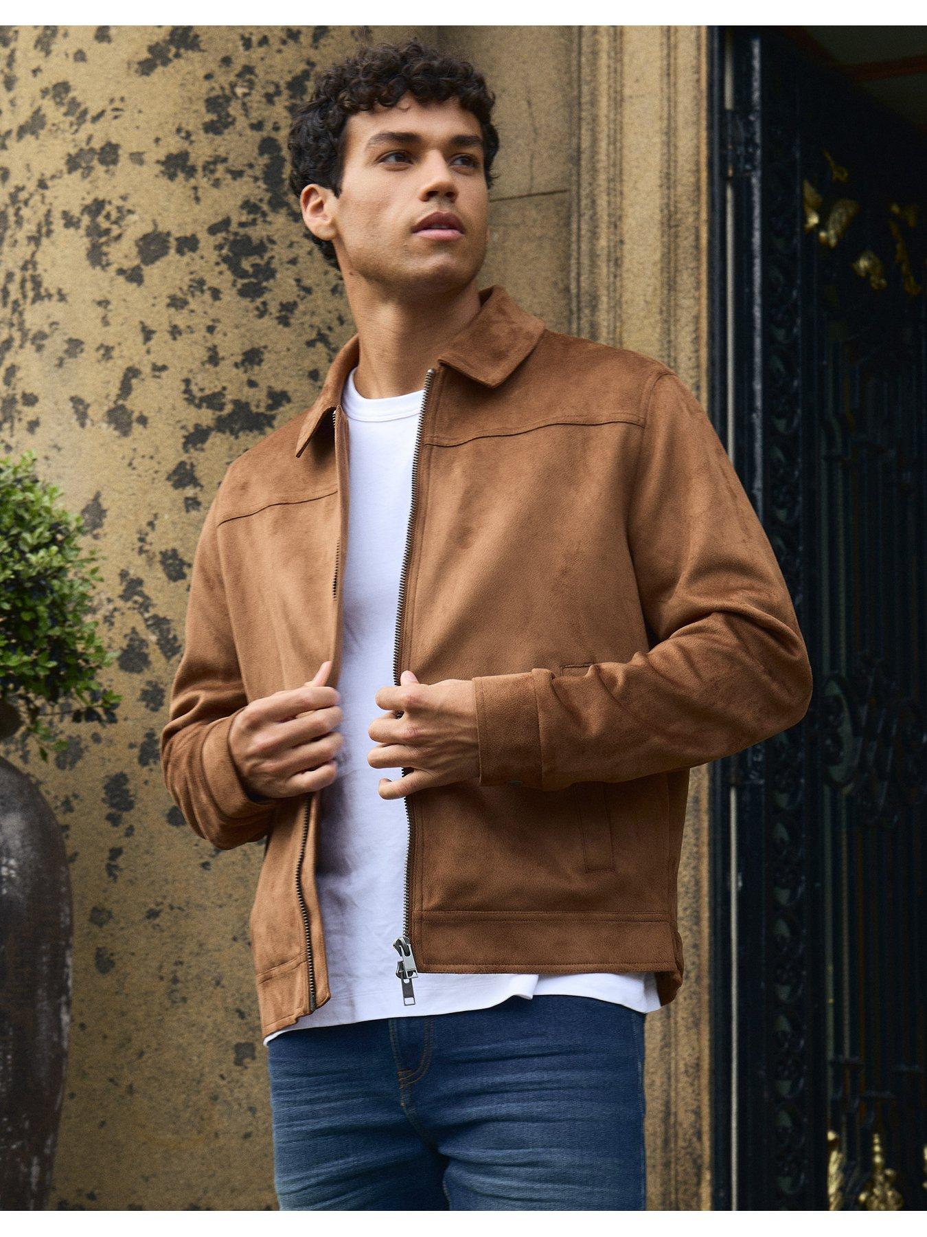 Image 1 of 7 of Threadbare Mens Collared Full-Zip Lightweight Jacket - Taupe
