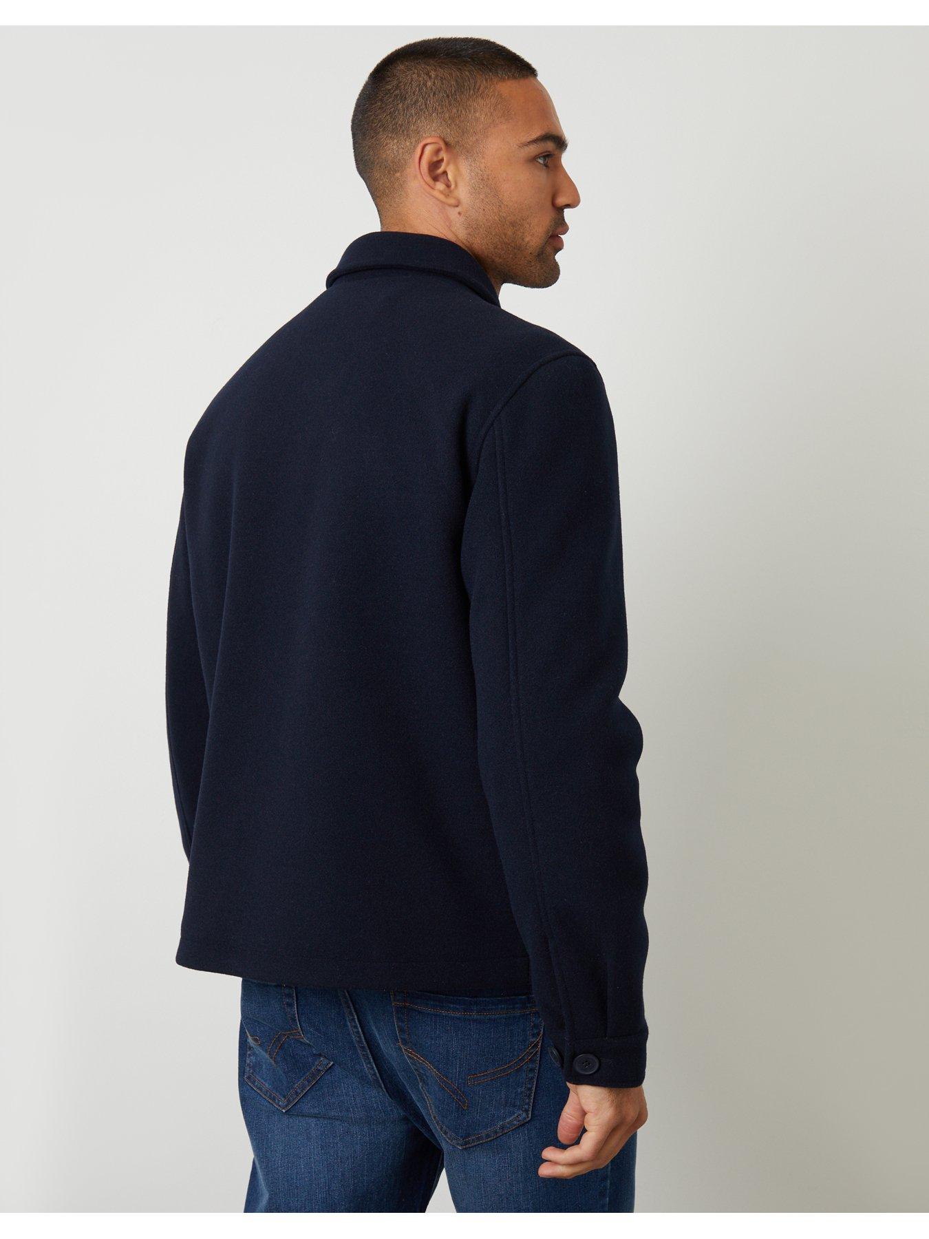 Image 2 of 5 of Threadbare Mens Faux Wool Collared Patch Pocket Jacket - Navy